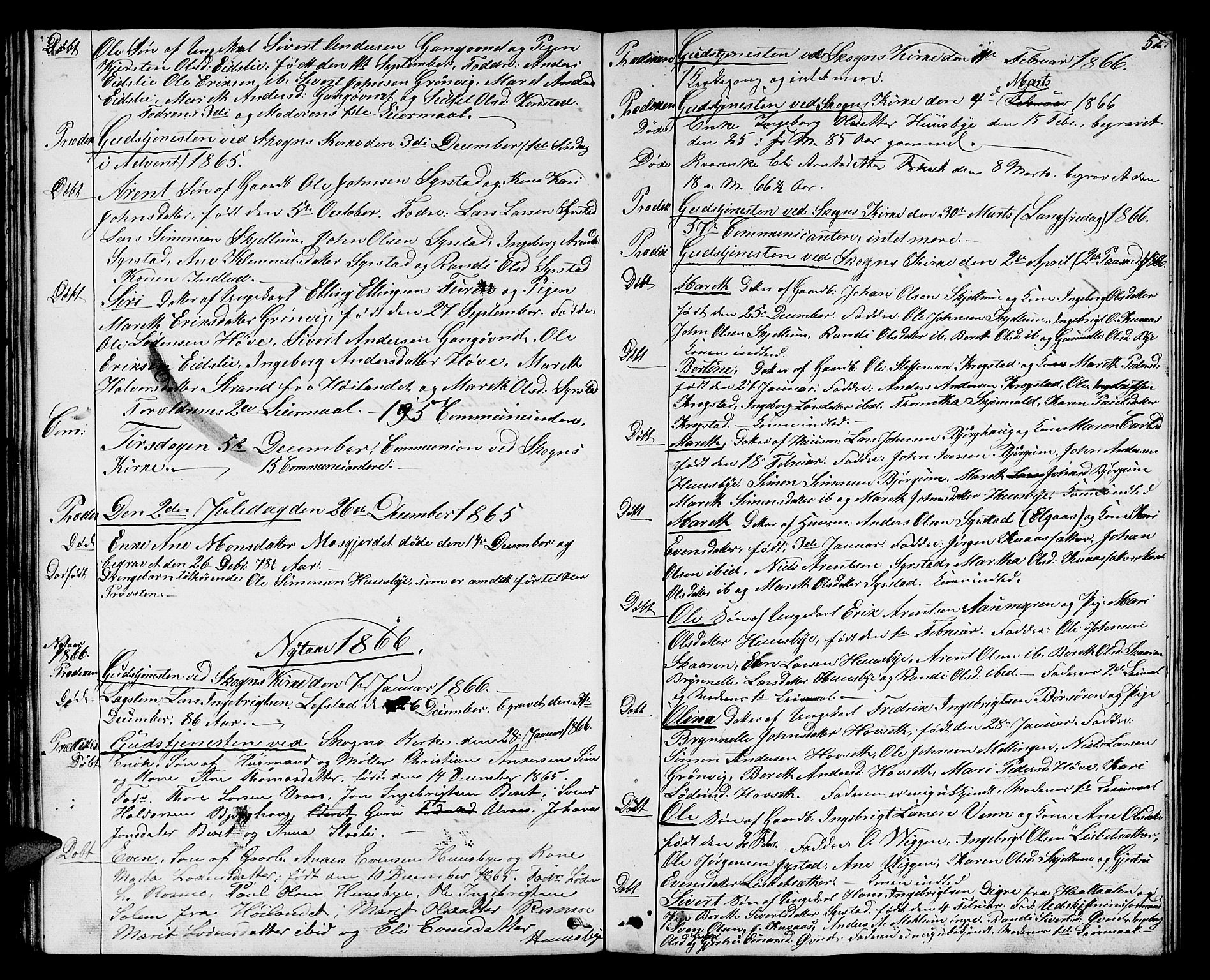 Ministerialprotokoller, klokkerbøker og fødselsregistre - Sør-Trøndelag, SAT/A-1456/667/L0797: Parish register (copy) no. 667C02, 1849-1867, p. 52