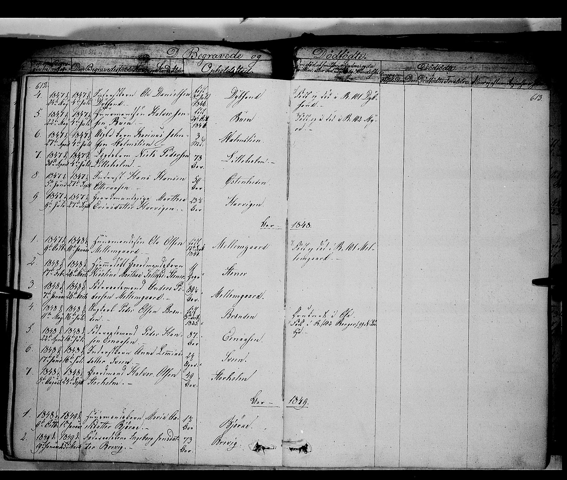 Trysil prestekontor, AV/SAH-PREST-046/H/Ha/Haa/L0004: Parish register (official) no. 4 /2, 1842-1850, p. 612-613