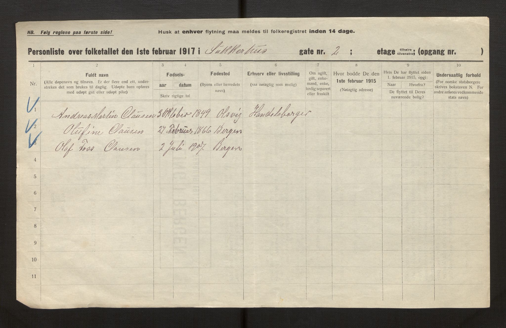 SAB, Municipal Census 1917 for Bergen, 1917, p. 39635