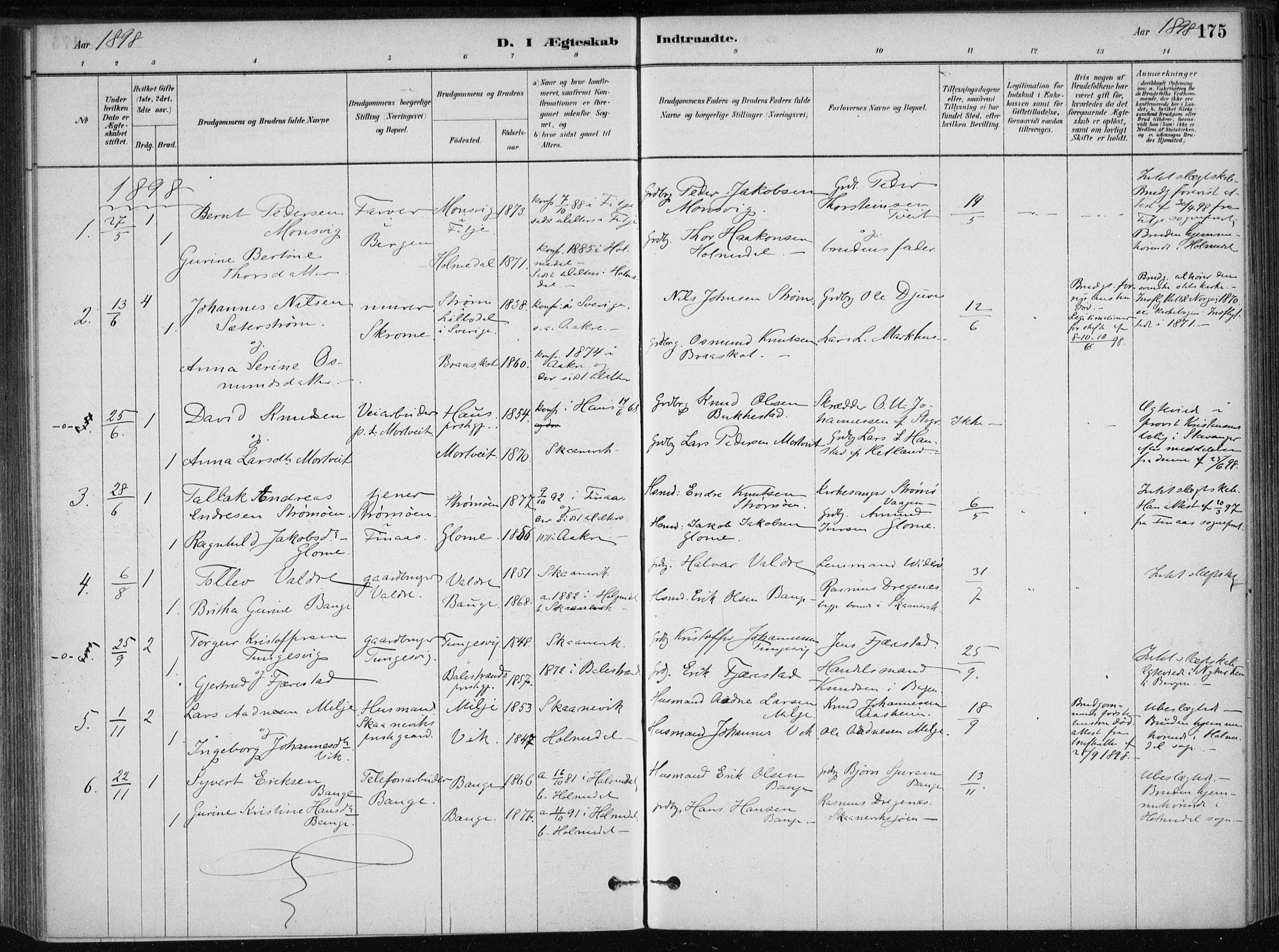 Skånevik sokneprestembete, SAB/A-77801/H/Haa: Parish register (official) no. B 1, 1879-1914, p. 175