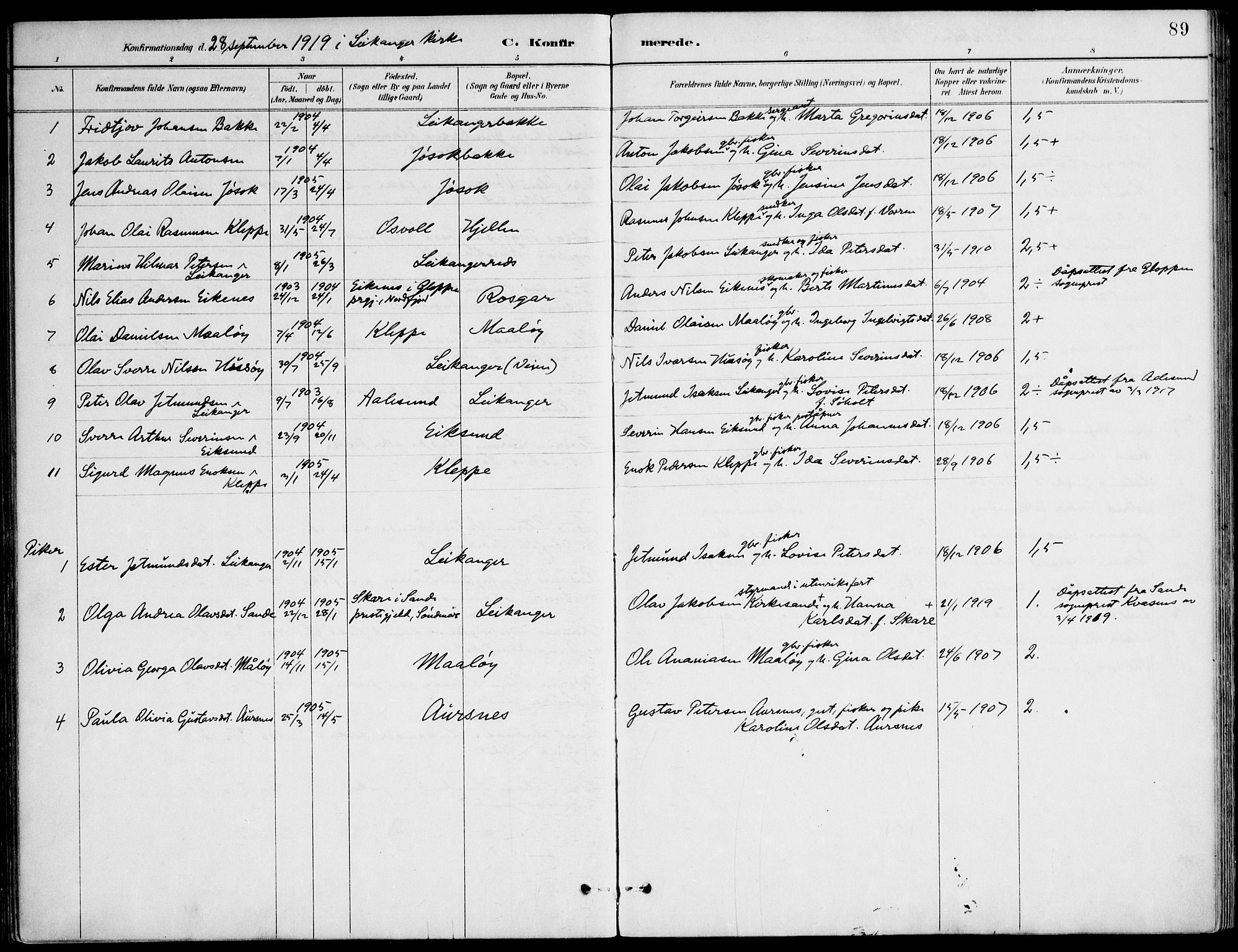 Ministerialprotokoller, klokkerbøker og fødselsregistre - Møre og Romsdal, AV/SAT-A-1454/508/L0095: Parish register (official) no. 508A02, 1887-1920, p. 89