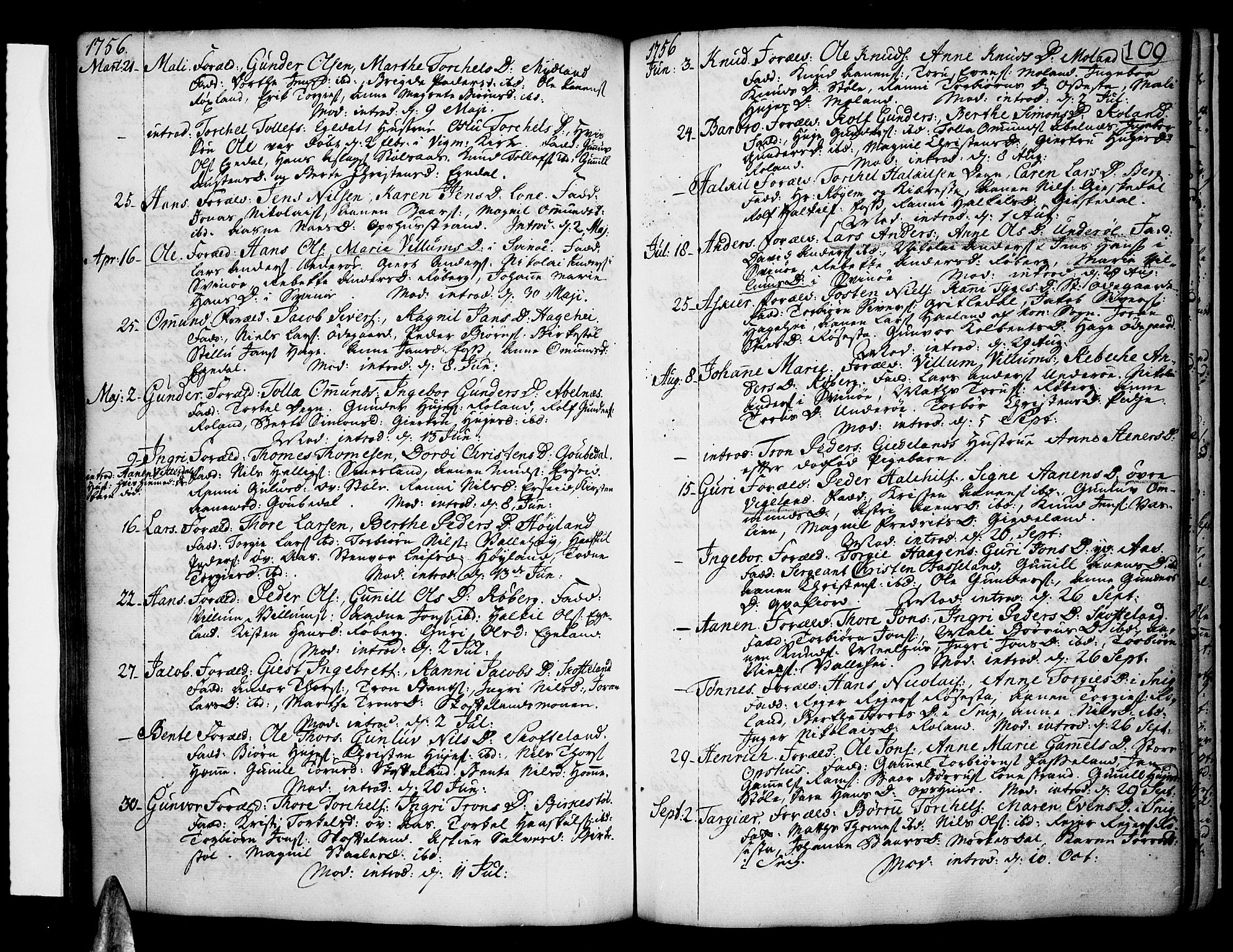 Sør-Audnedal sokneprestkontor, AV/SAK-1111-0039/F/Fa/Fab/L0001: Parish register (official) no. A 1 /1, 1726-1766, p. 109