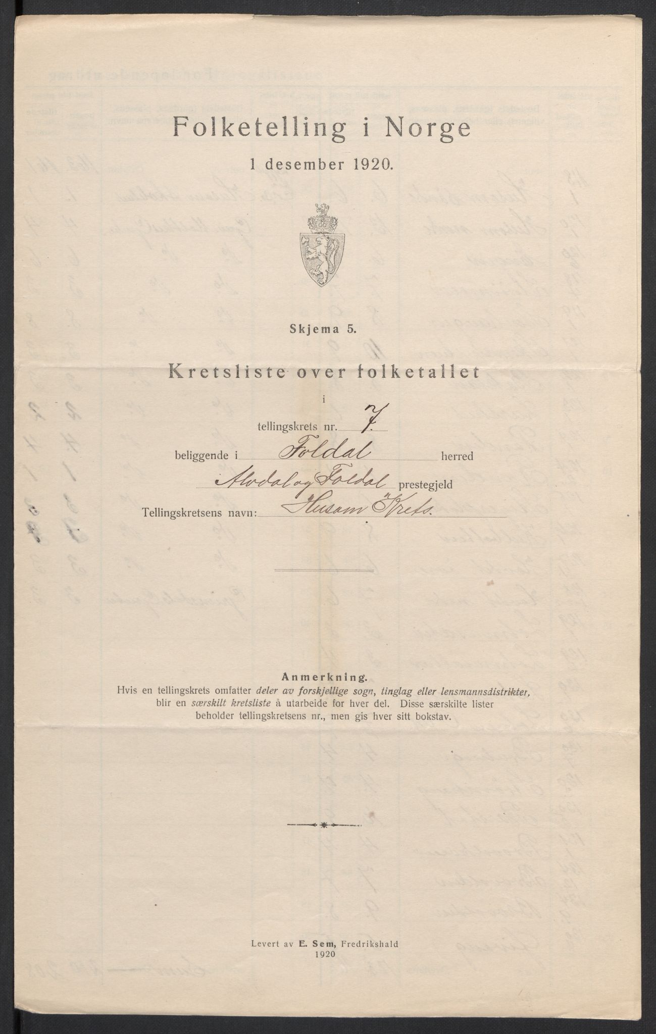 SAH, 1920 census for Folldal, 1920, p. 24