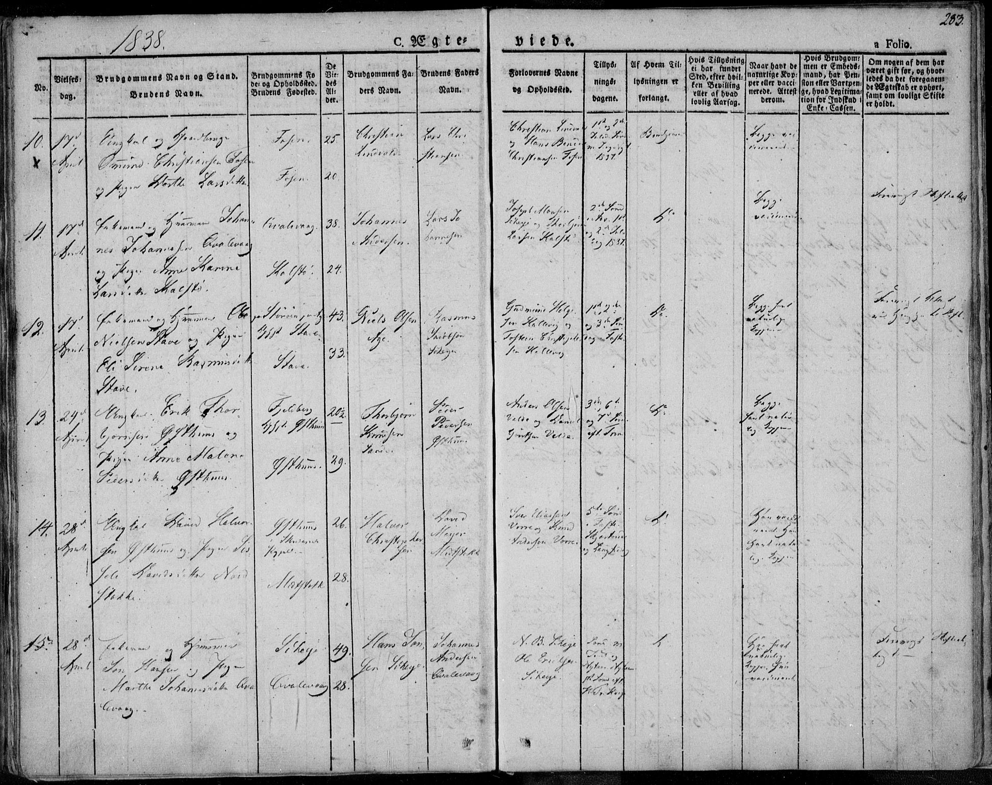 Avaldsnes sokneprestkontor, SAST/A -101851/H/Ha/Haa/L0005: Parish register (official) no. A 5.1, 1825-1841, p. 283