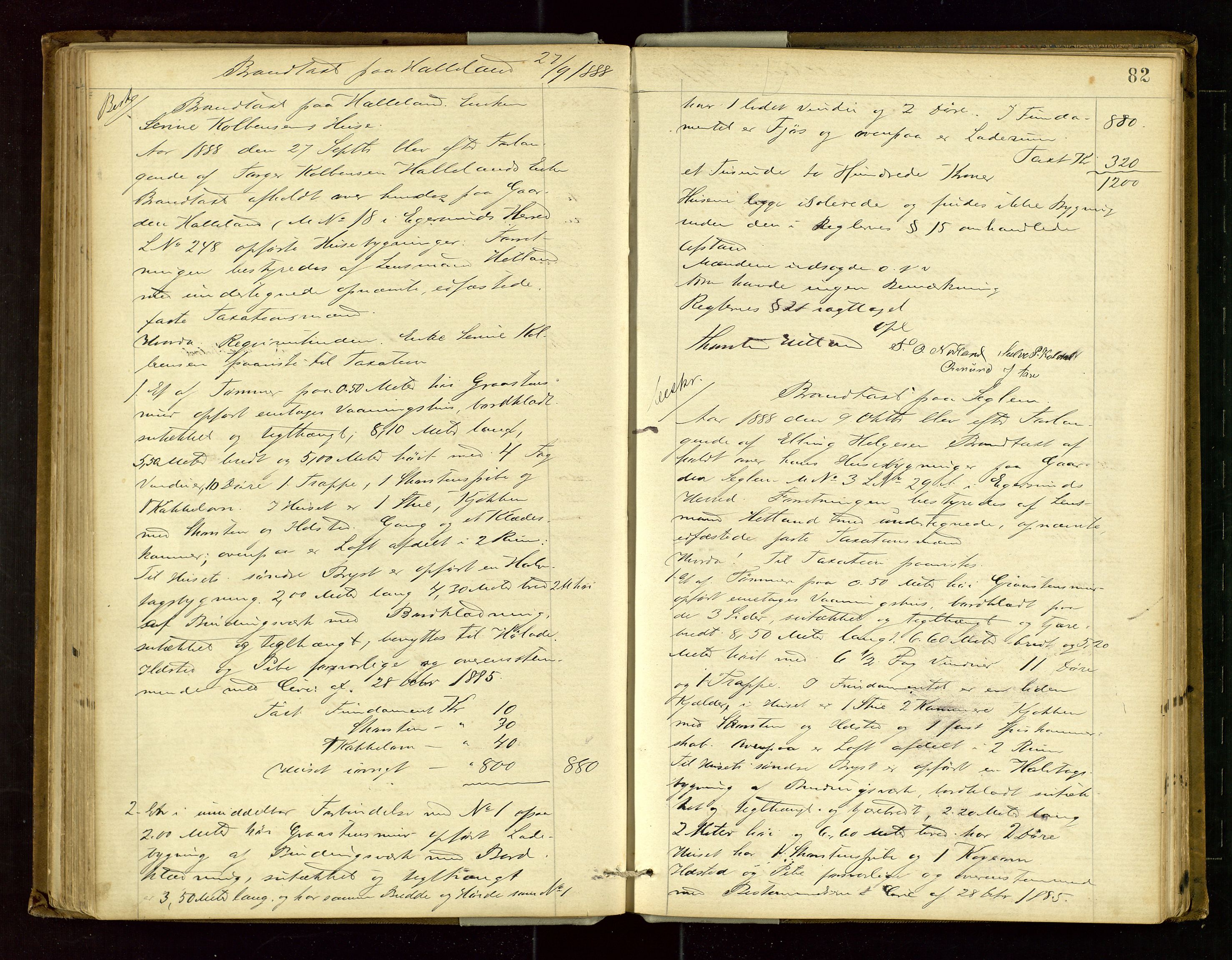 Eigersund lensmannskontor, AV/SAST-A-100171/Goa/L0003: "Brandtaxations-protokol", 1876-1893, p. 81b-82a