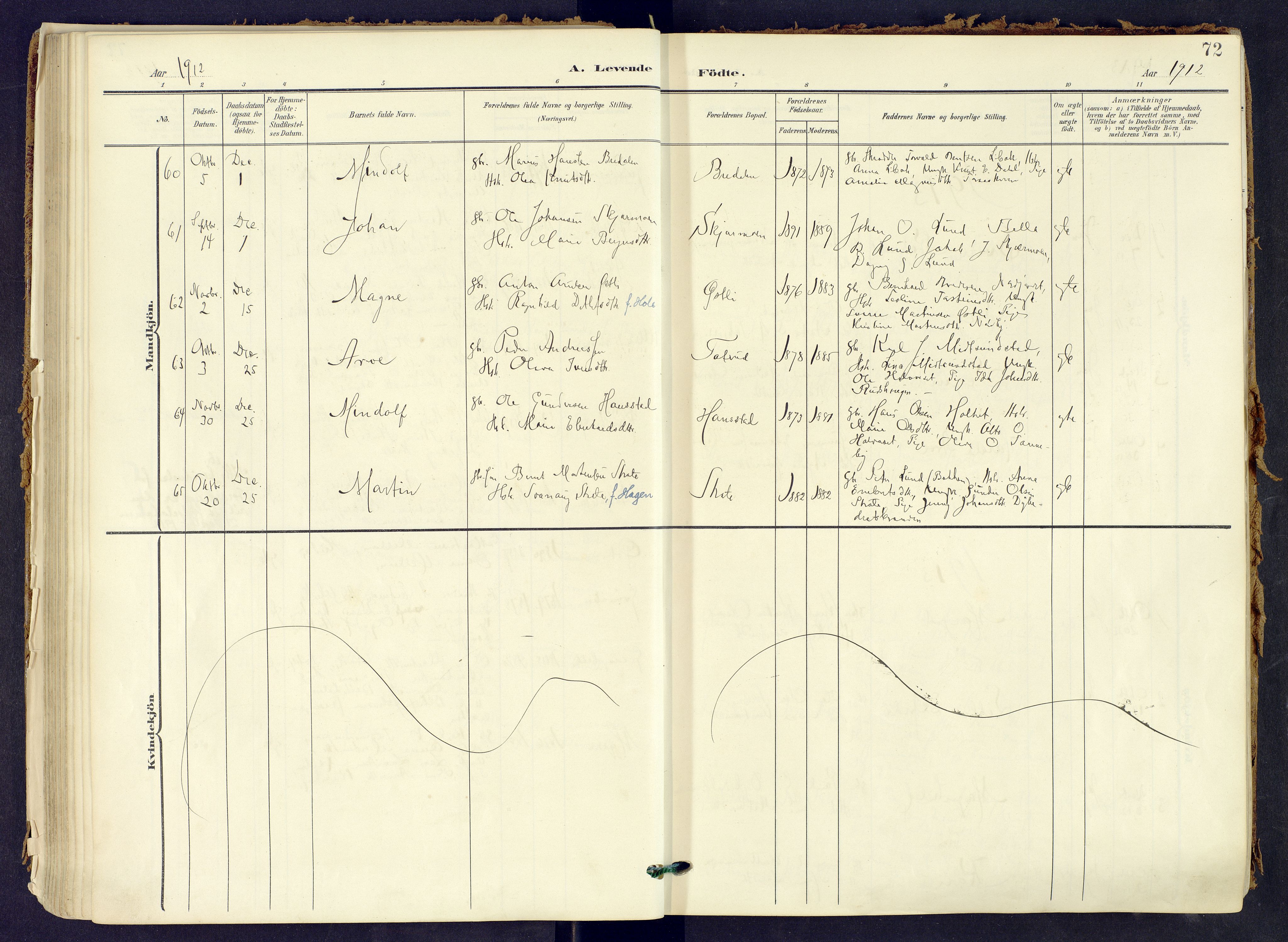 Våler prestekontor, Hedmark, AV/SAH-PREST-040/H/Ha/Haa/L0008: Parish register (official) no. 8, 1905-1921, p. 72