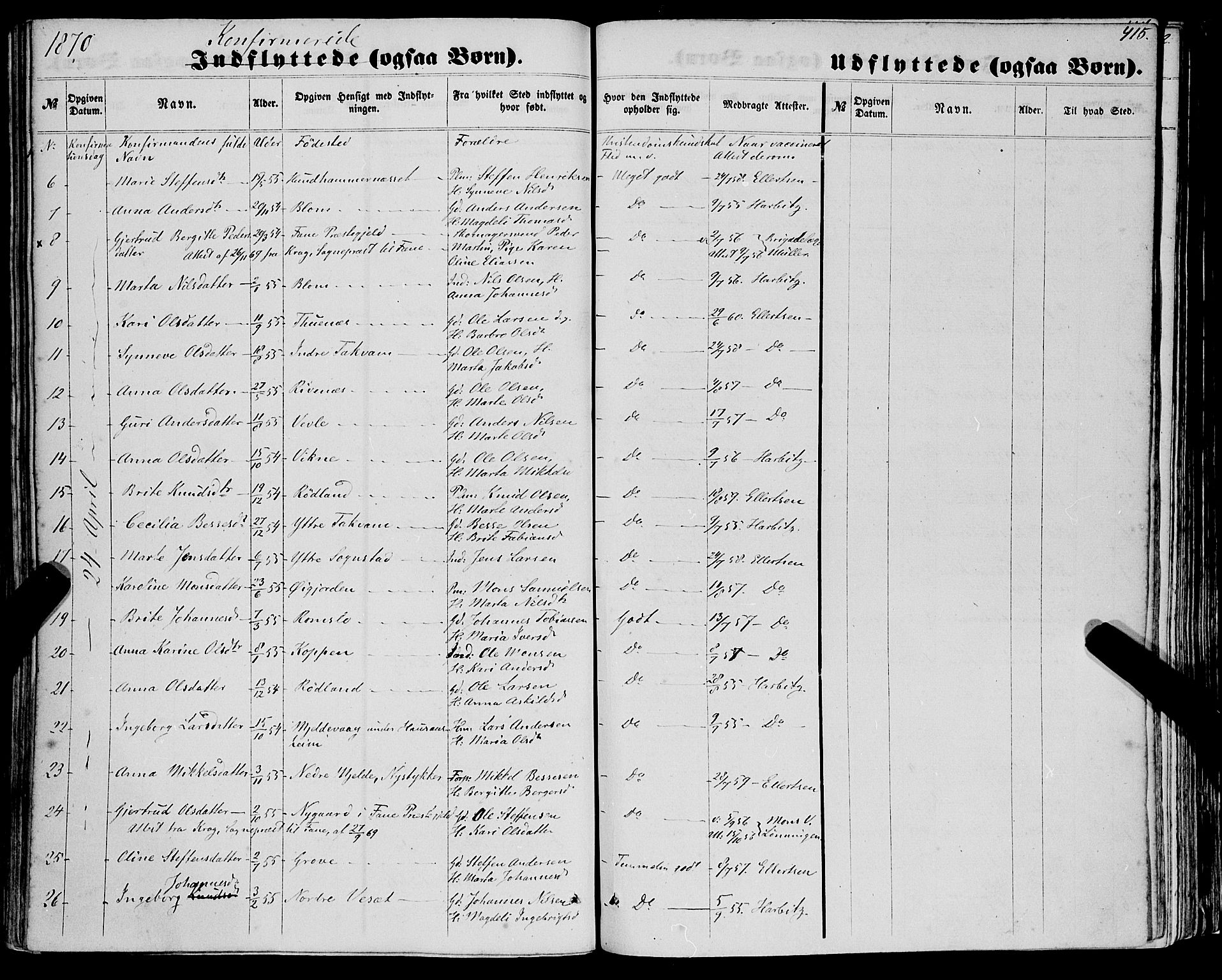 Haus sokneprestembete, AV/SAB-A-75601/H/Haa: Parish register (official) no. A 17, 1858-1870, p. 415