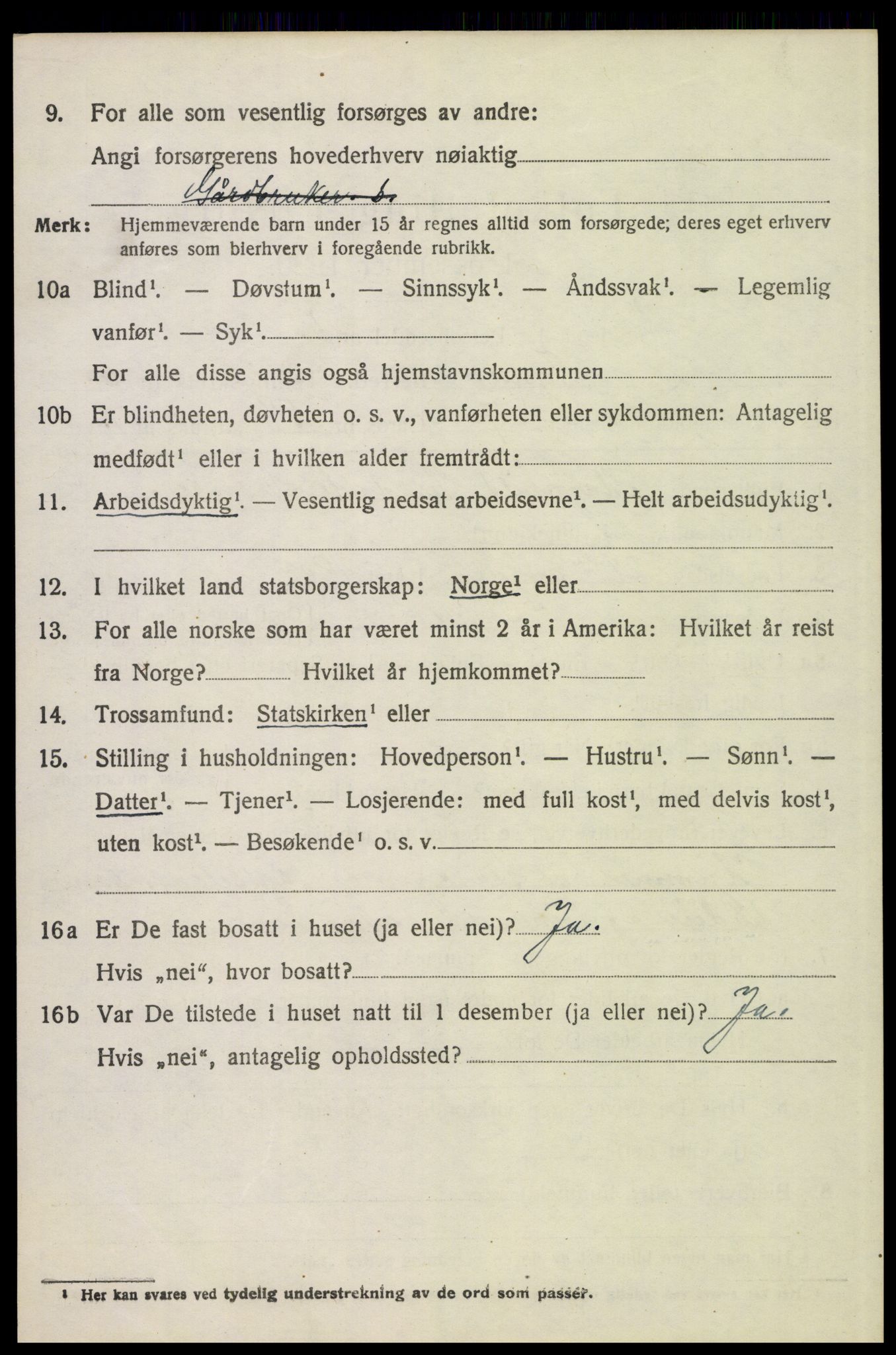 SAH, 1920 census for Tynset, 1920, p. 5611