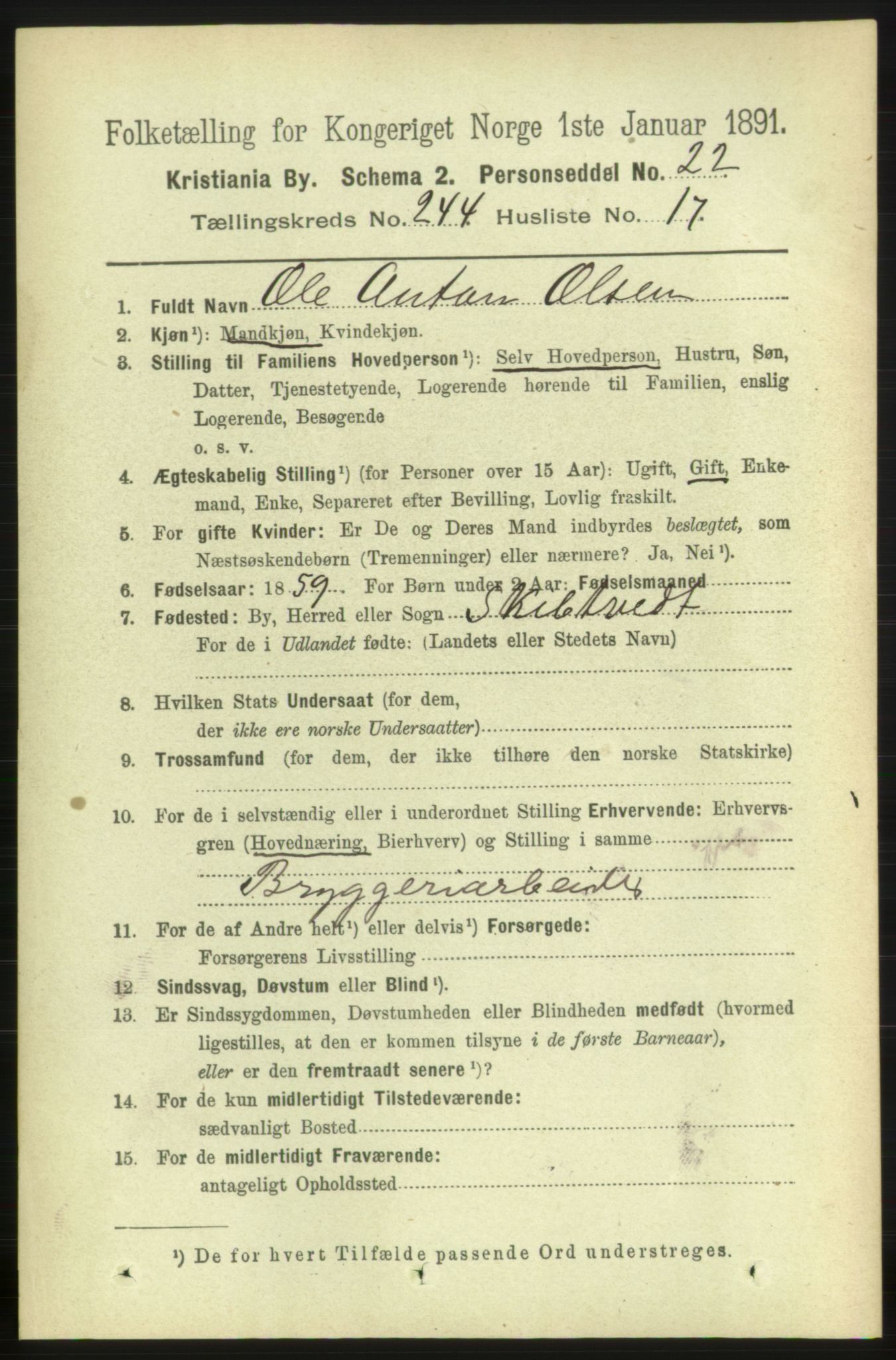 RA, 1891 census for 0301 Kristiania, 1891, p. 148931
