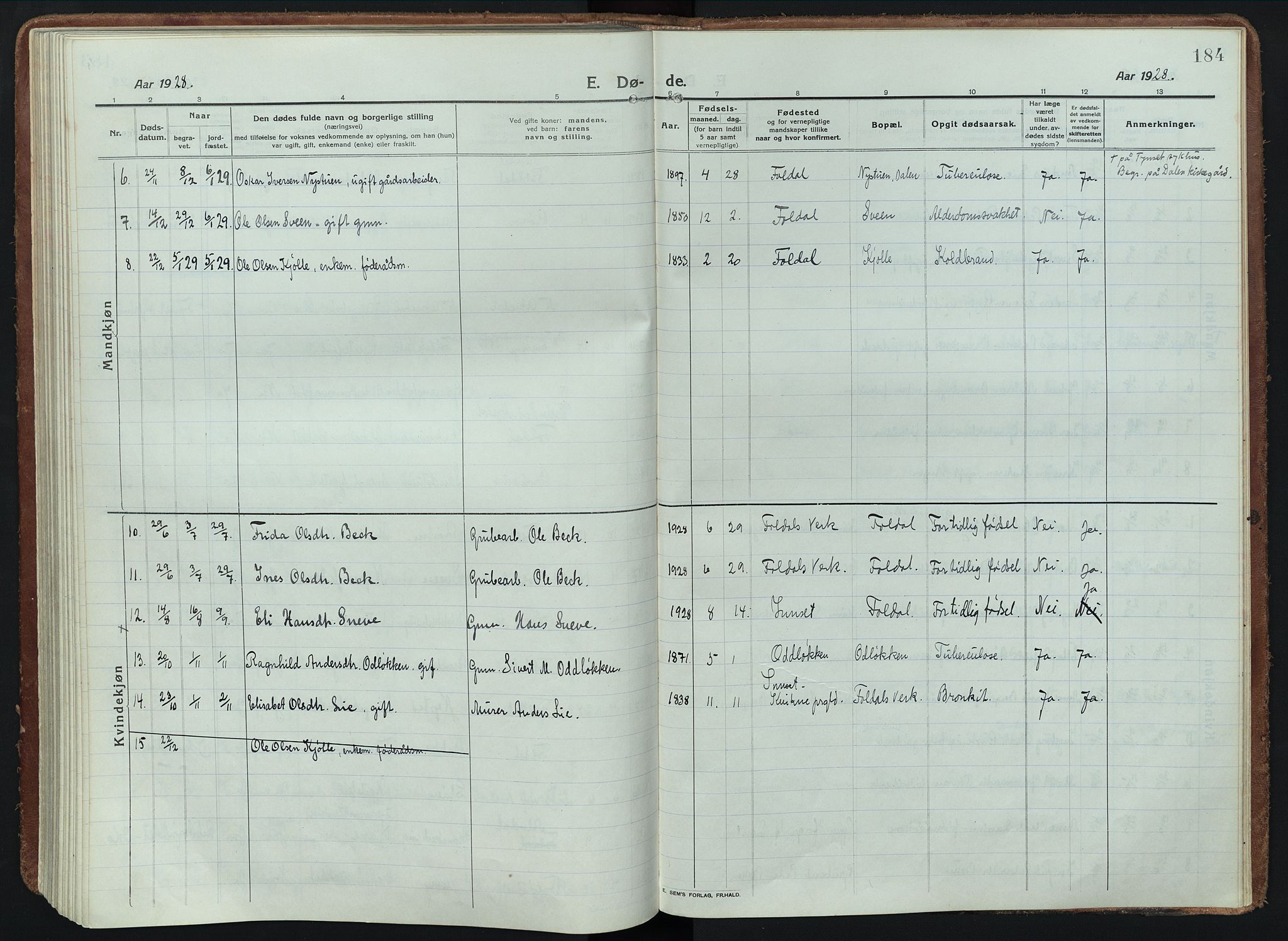 Alvdal prestekontor, SAH/PREST-060/H/Ha/Haa/L0005: Parish register (official) no. 5, 1913-1930, p. 184