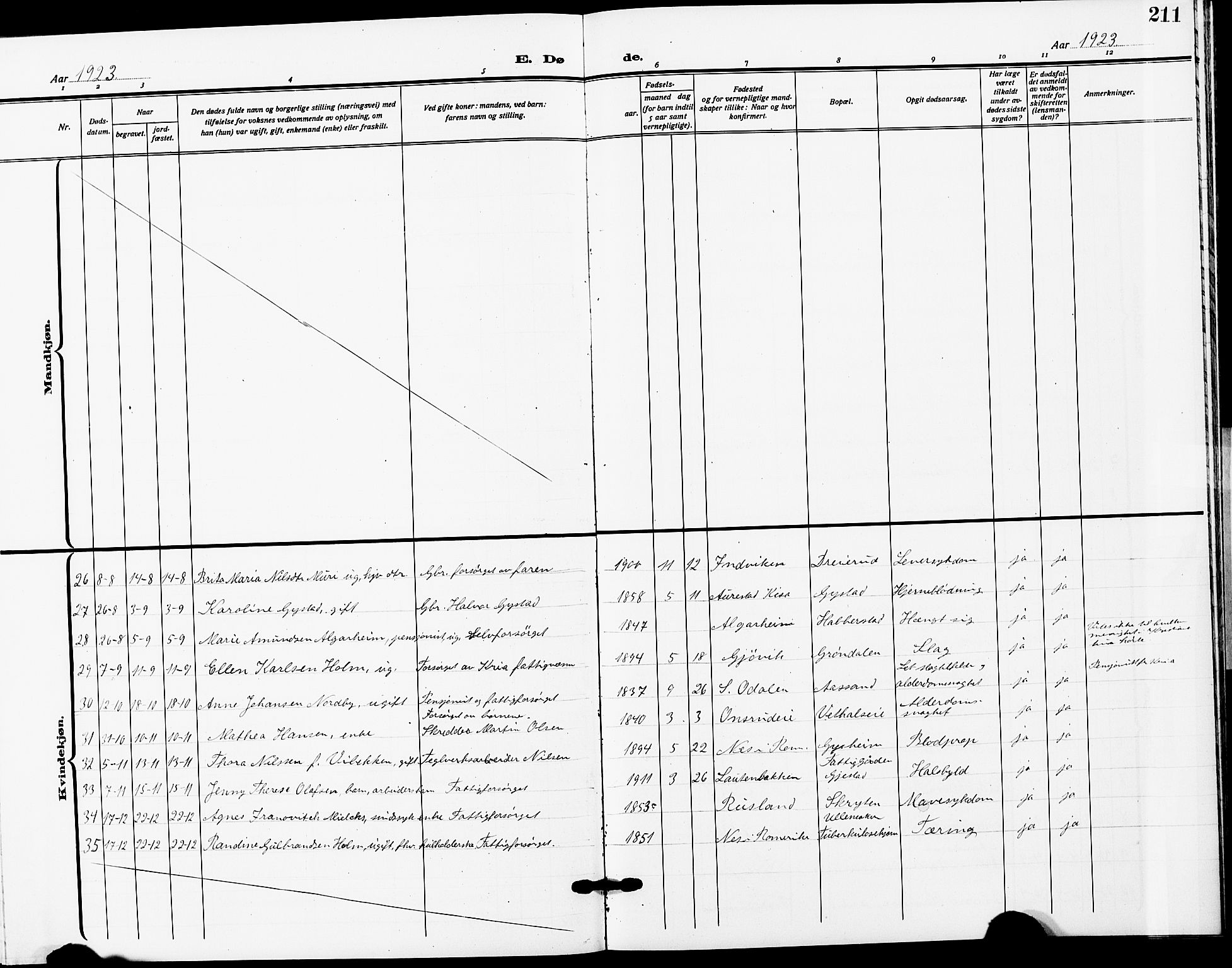 Ullensaker prestekontor Kirkebøker, AV/SAO-A-10236a/G/Ga/L0003: Parish register (copy) no. I 3, 1914-1929, p. 211