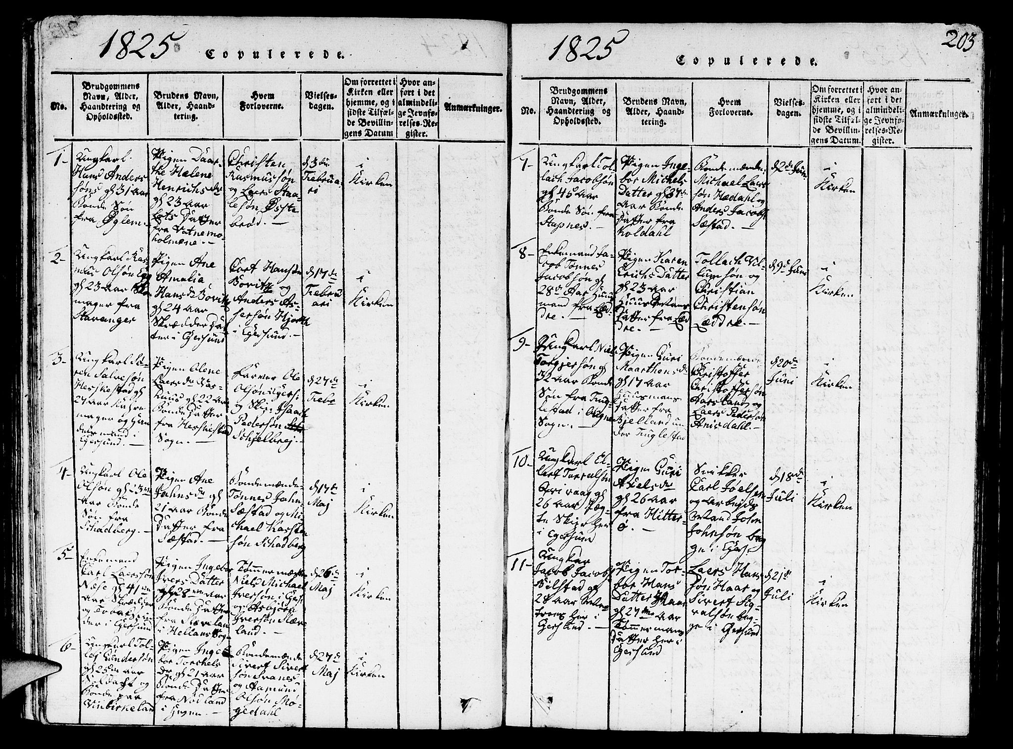 Eigersund sokneprestkontor, SAST/A-101807/S09/L0001: Parish register (copy) no. B 1, 1815-1827, p. 203