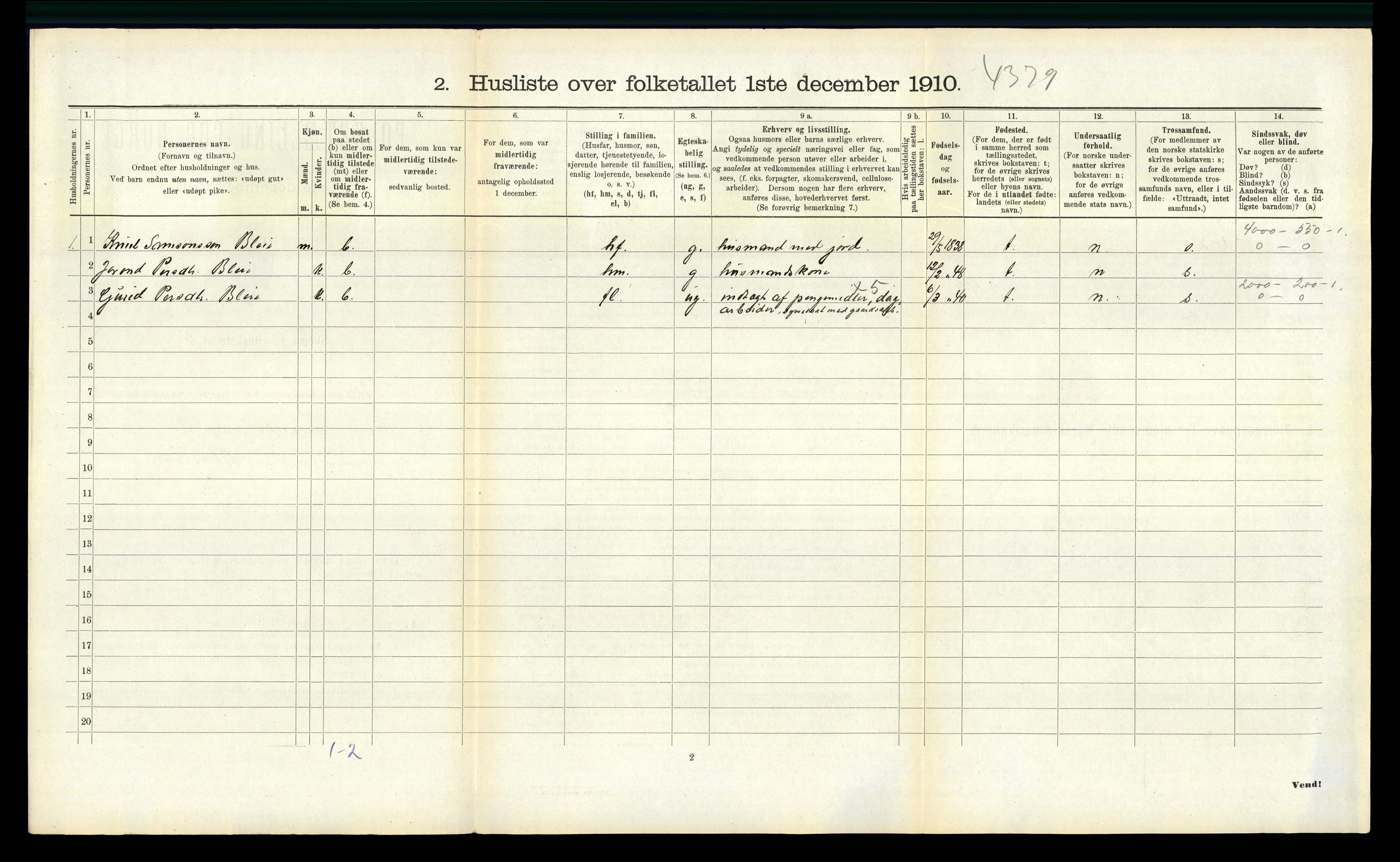 RA, 1910 census for Ullensvang, 1910, p. 972