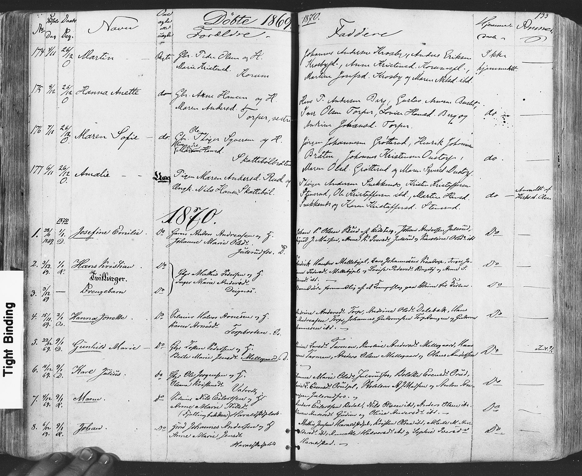 Rakkestad prestekontor Kirkebøker, AV/SAO-A-2008/F/Fa/L0011: Parish register (official) no. I 11, 1862-1877, p. 133