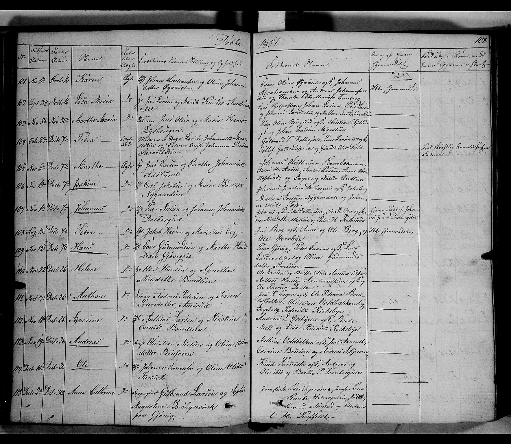 Vardal prestekontor, SAH/PREST-100/H/Ha/Haa/L0005: Parish register (official) no. 5, 1831-1853, p. 108