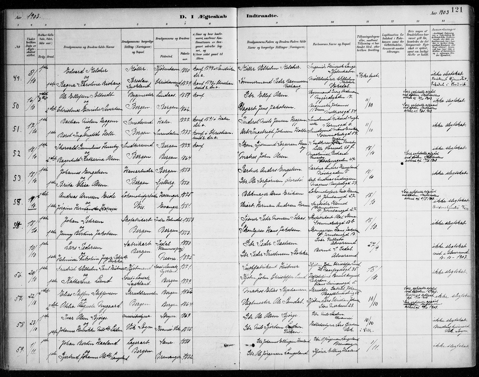 Johanneskirken sokneprestembete, AV/SAB-A-76001/H/Haa/L0012: Parish register (official) no. D 1, 1885-1912, p. 121