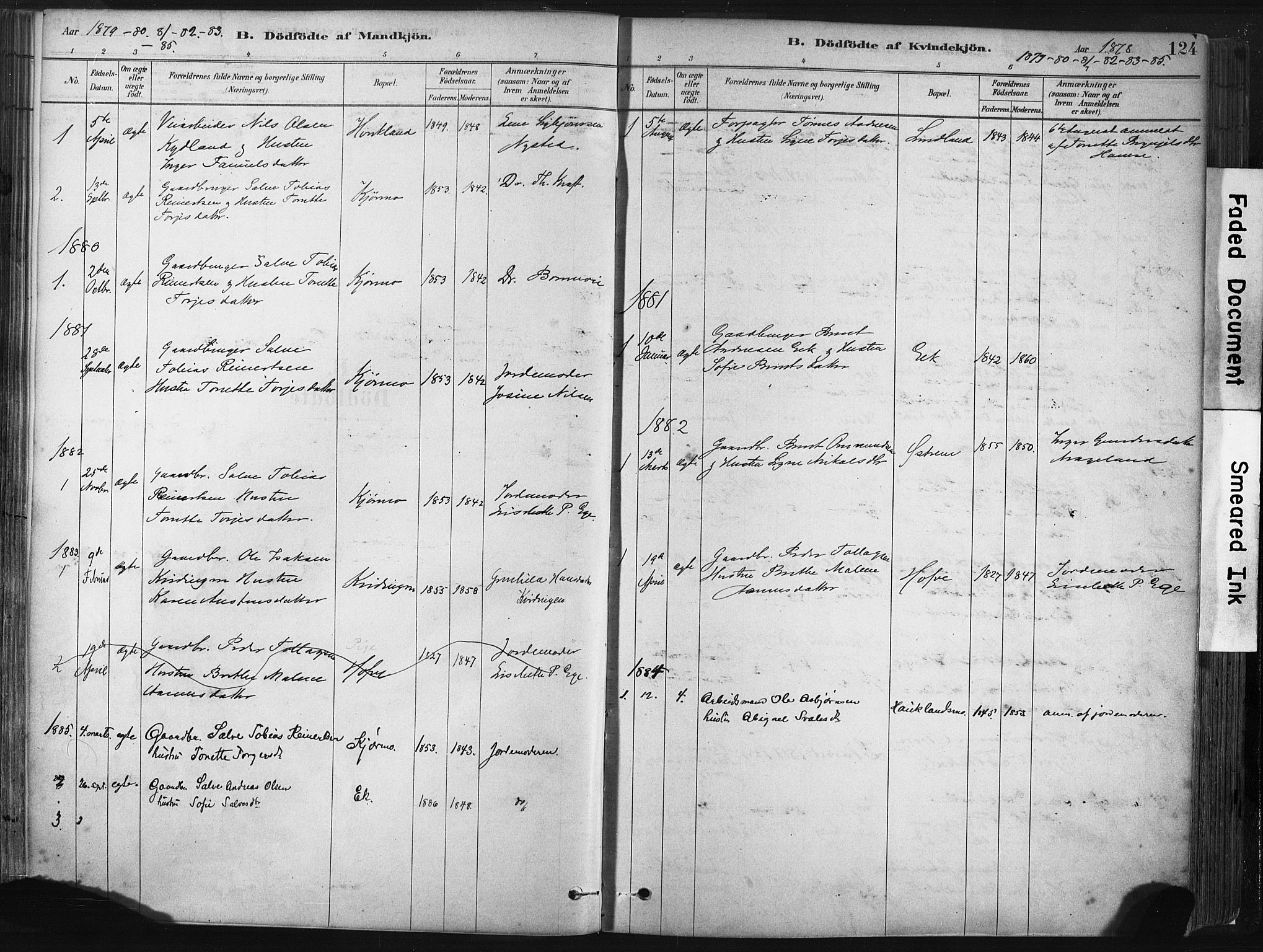 Lund sokneprestkontor, SAST/A-101809/S06/L0011: Parish register (official) no. A 10, 1877-1904, p. 124