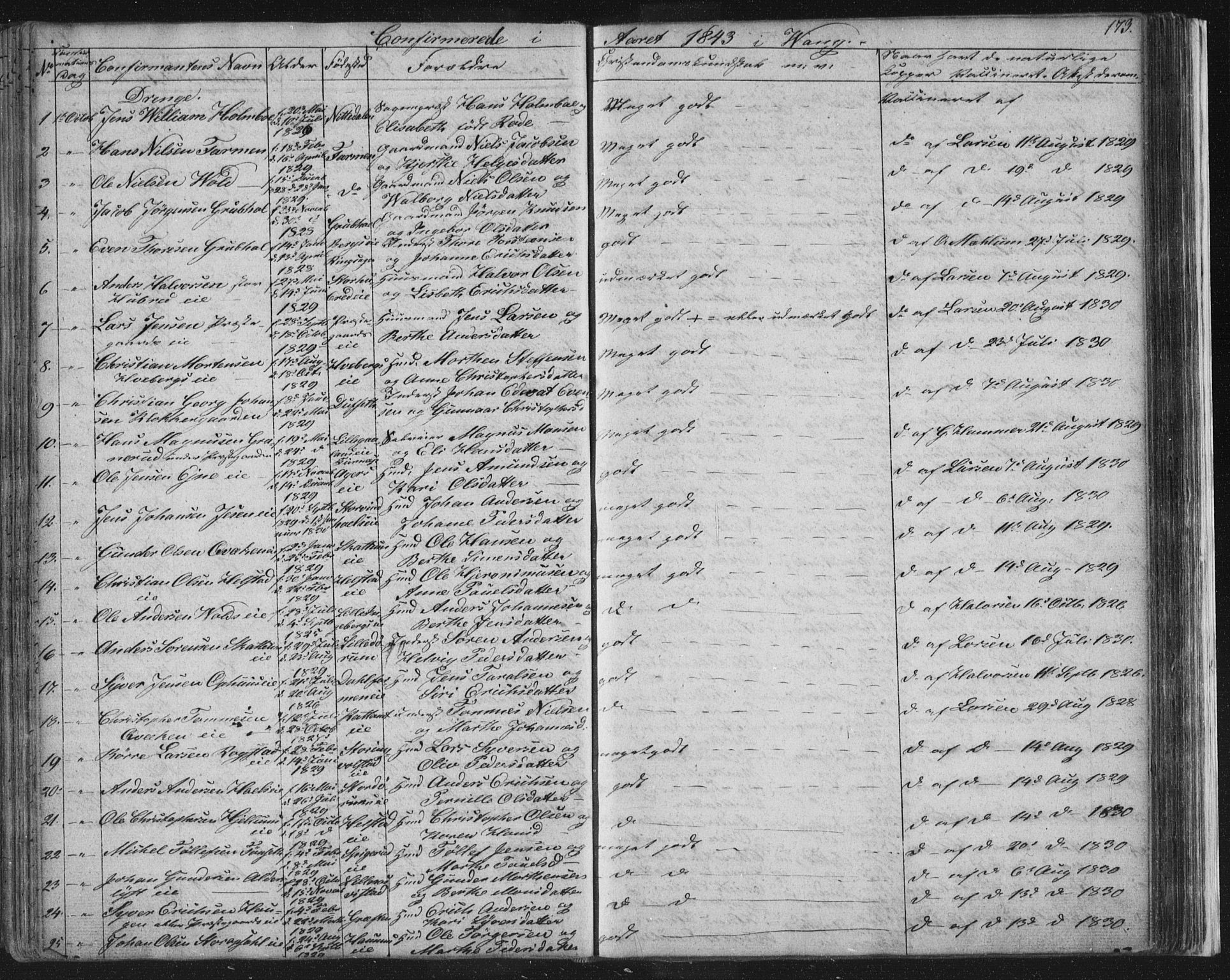 Vang prestekontor, Hedmark, SAH/PREST-008/H/Ha/Hab/L0008: Parish register (copy) no. 8, 1832-1854, p. 173