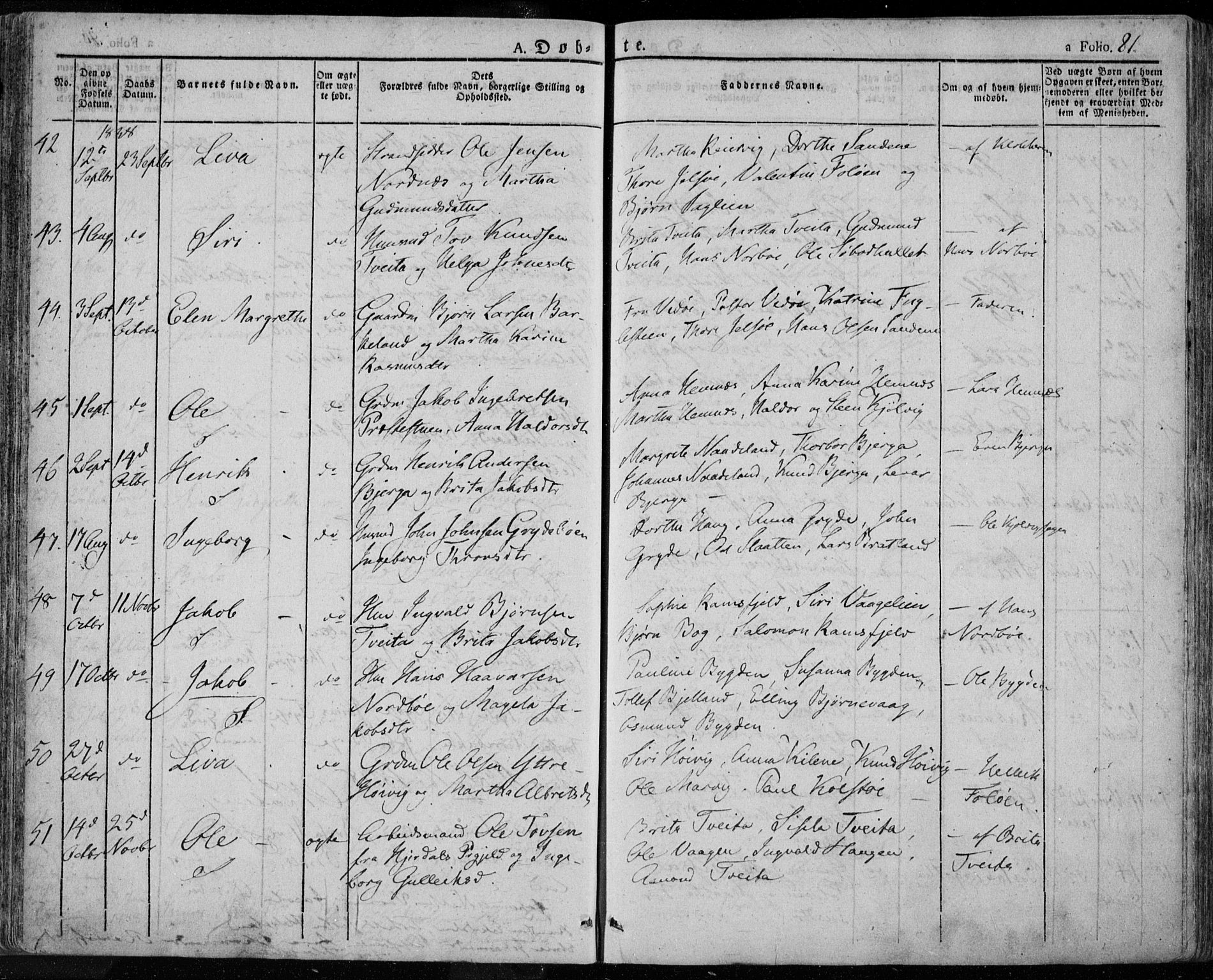 Jelsa sokneprestkontor, AV/SAST-A-101842/01/IV: Parish register (official) no. A 6.1, 1828-1853, p. 81