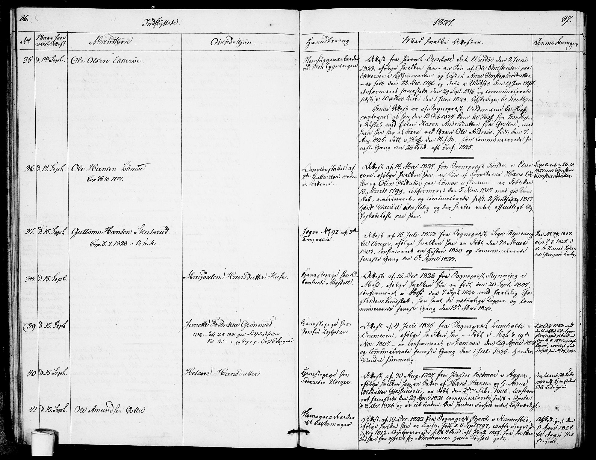 Garnisonsmenigheten Kirkebøker, AV/SAO-A-10846/F/Fa/L0005: Parish register (official) no. 5, 1824-1830, p. 36-37