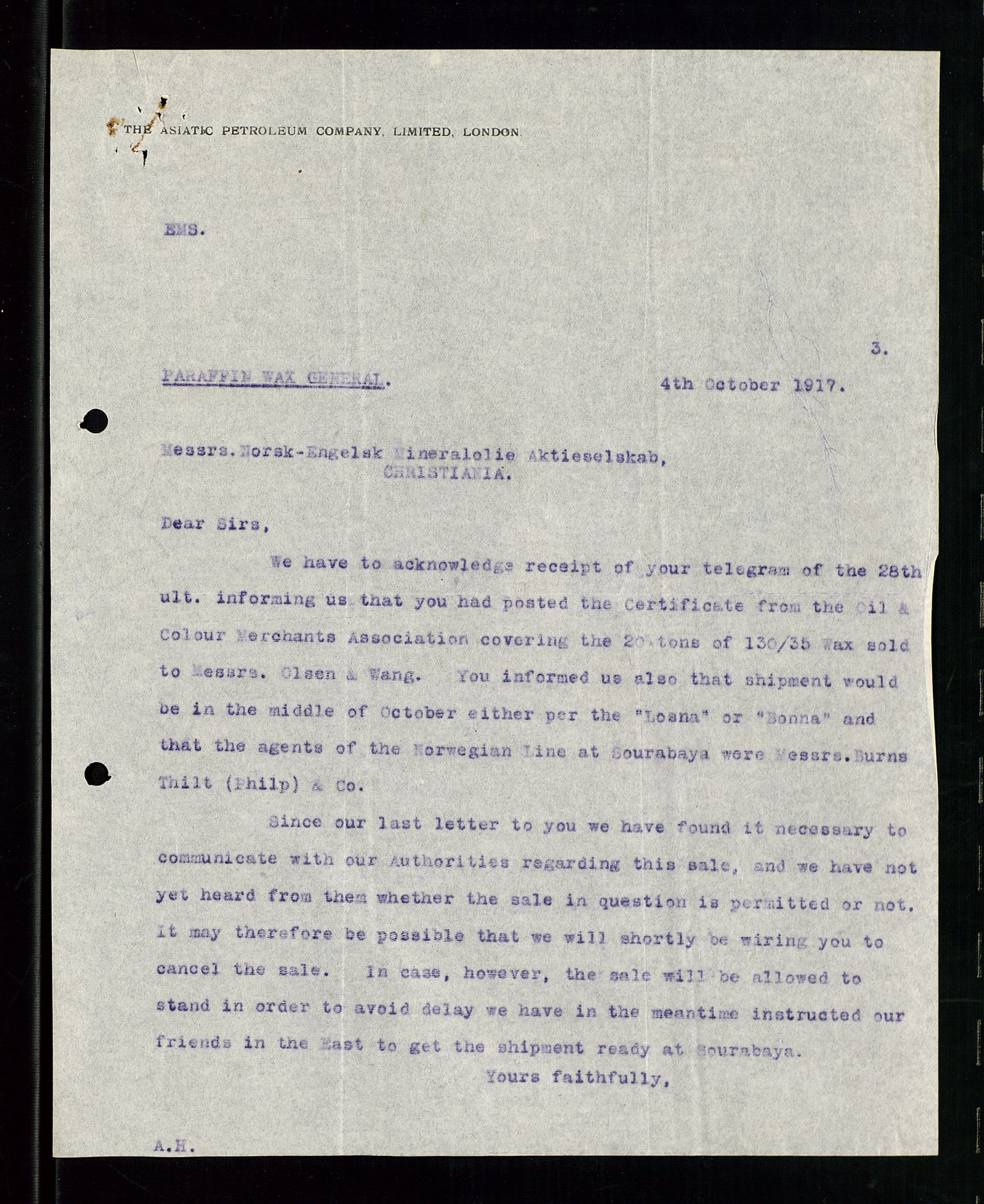 Pa 1521 - A/S Norske Shell, AV/SAST-A-101915/E/Ea/Eaa/L0001: Sjefskorrespondanse, 1917, p. 566