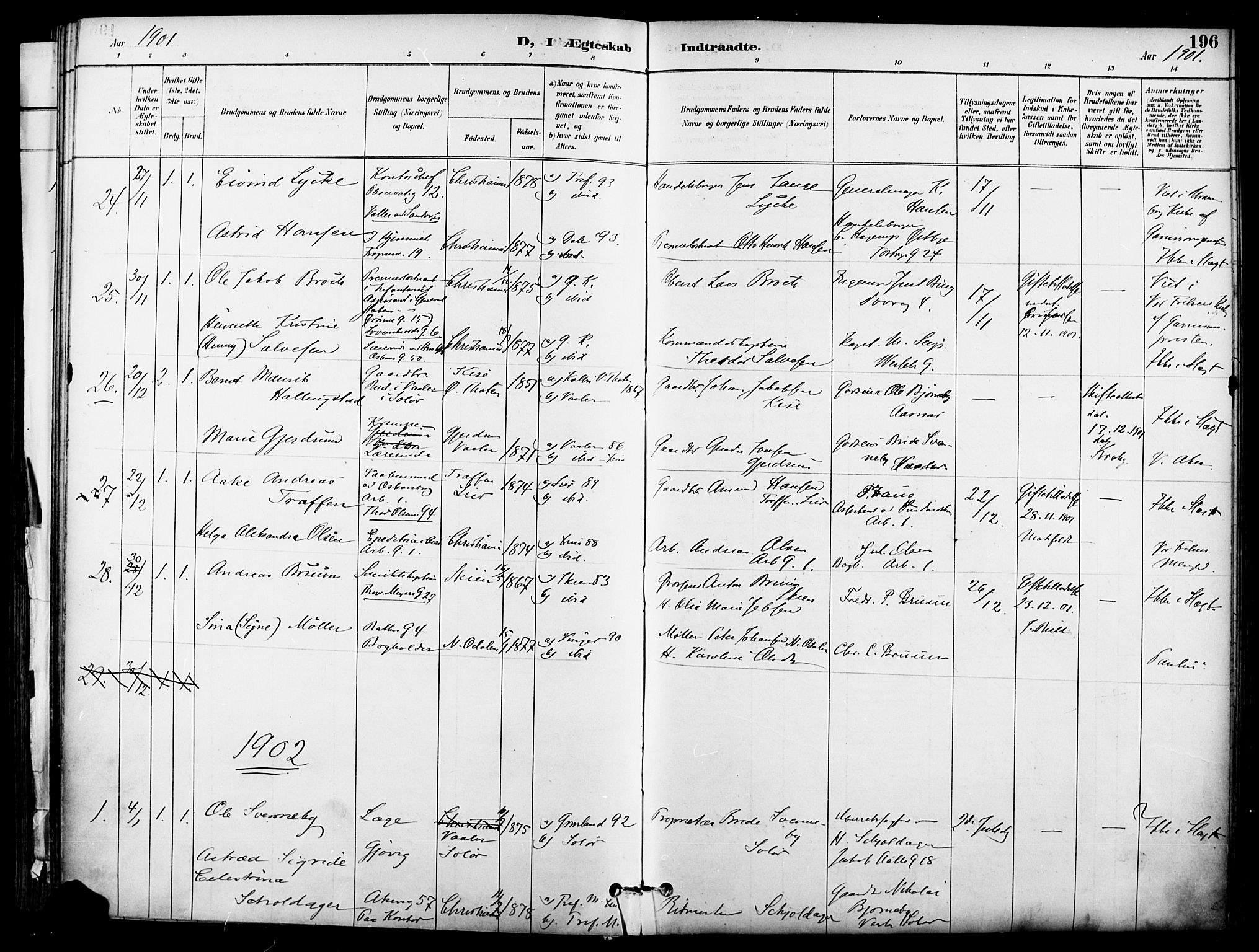 Garnisonsmenigheten Kirkebøker, SAO/A-10846/F/Fa/L0013: Parish register (official) no. 13, 1894-1904, p. 196