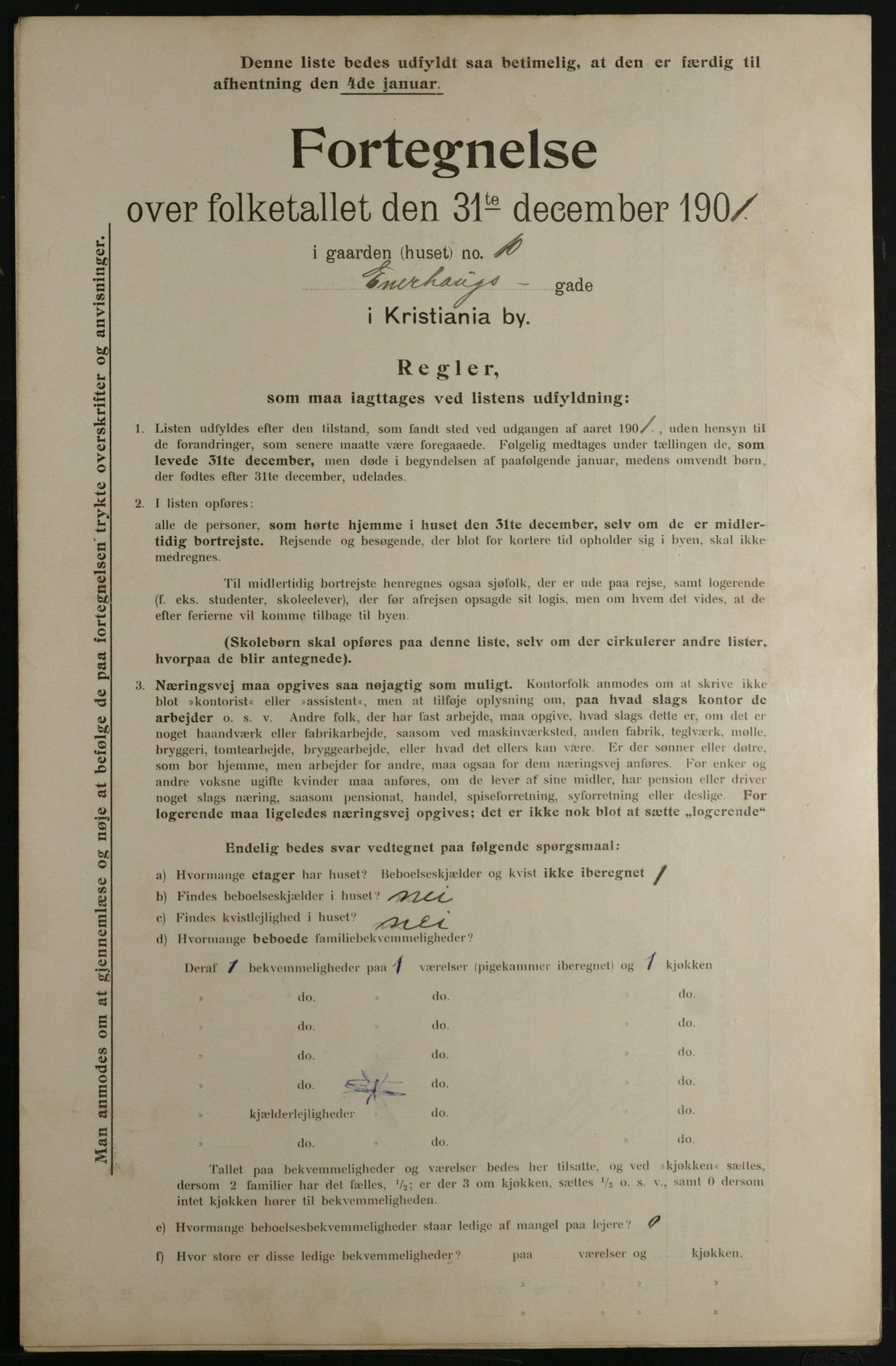 OBA, Municipal Census 1901 for Kristiania, 1901, p. 3467