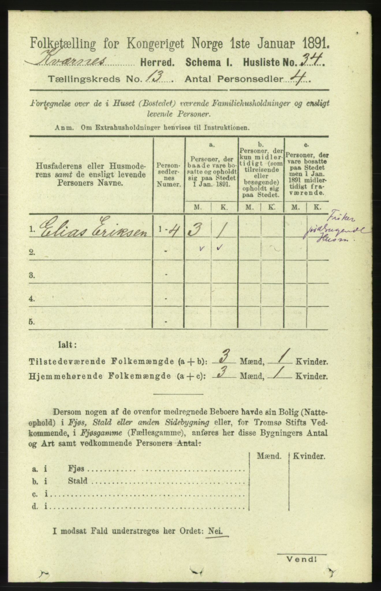 RA, 1891 census for 1553 Kvernes, 1891, p. 5418