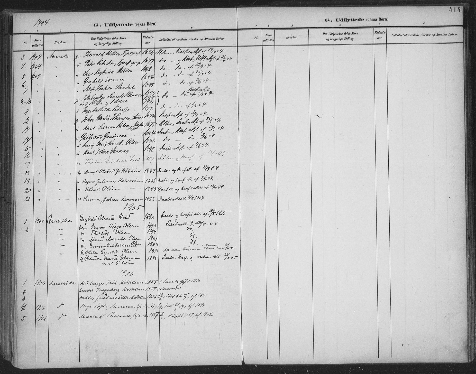 Skien kirkebøker, SAKO/A-302/F/Fa/L0011: Parish register (official) no. 11, 1900-1907, p. 414