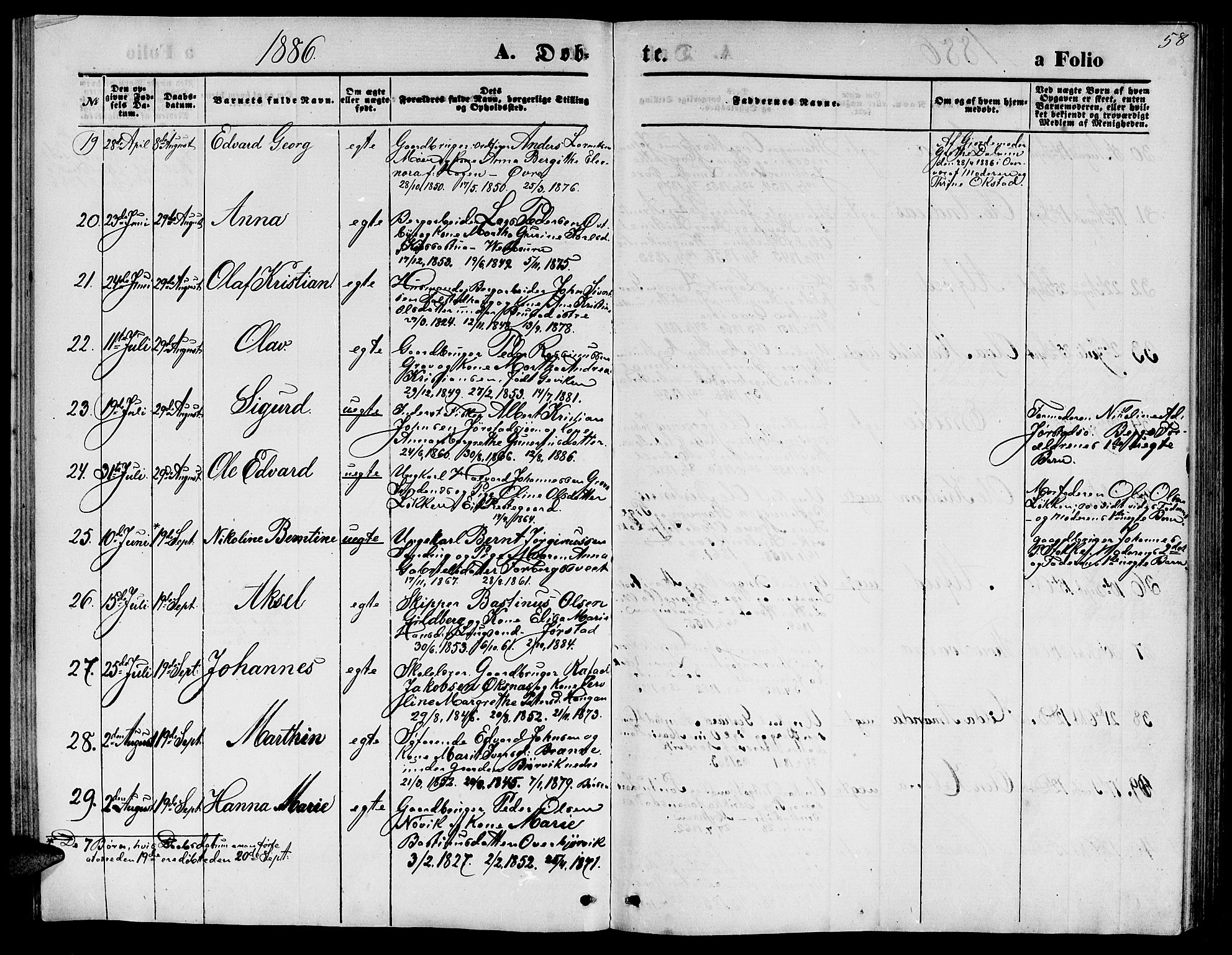 Ministerialprotokoller, klokkerbøker og fødselsregistre - Nord-Trøndelag, AV/SAT-A-1458/722/L0225: Parish register (copy) no. 722C01, 1871-1888, p. 58