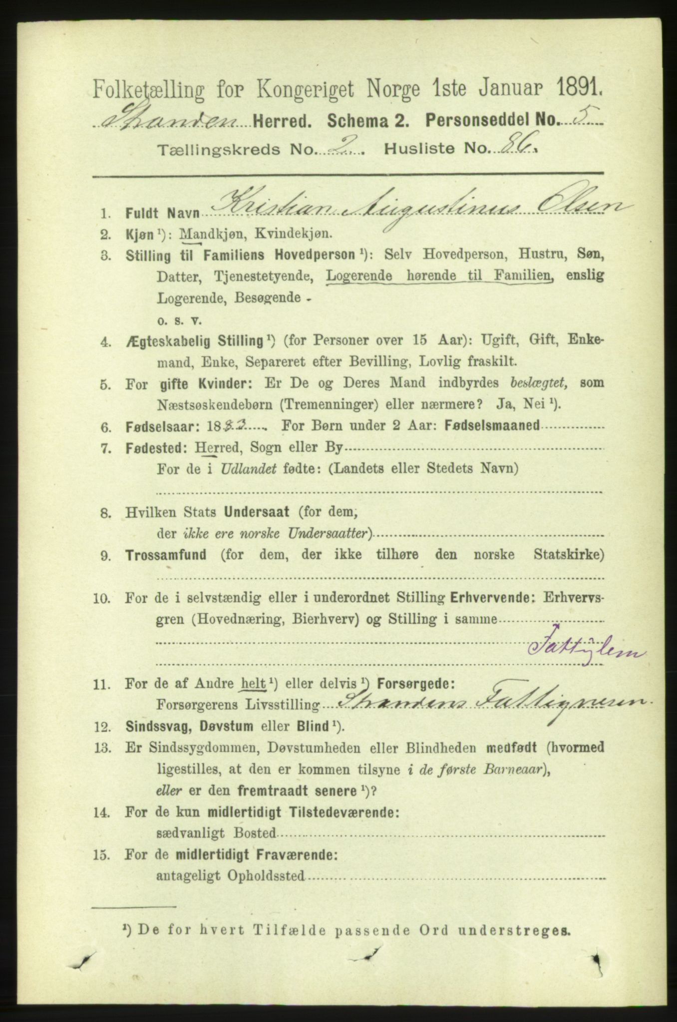RA, 1891 census for 1525 Stranda, 1891, p. 376