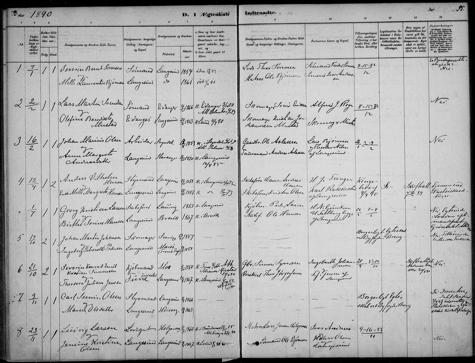 Langesund kirkebøker, SAKO/A-280/F/Fa/L0002: Parish register (official) no. 2, 1878-1892, p. 95