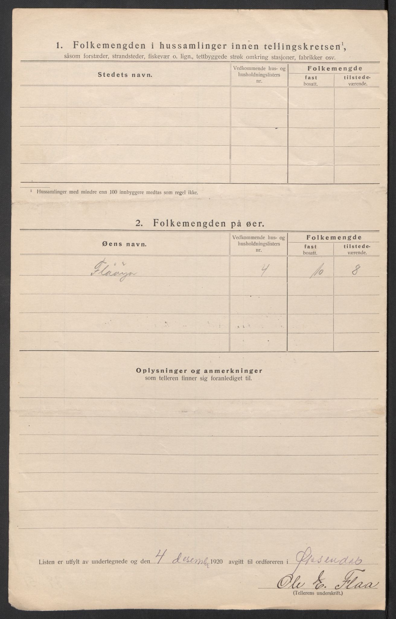 SAT, 1920 census for Øksendal, 1920, p. 20