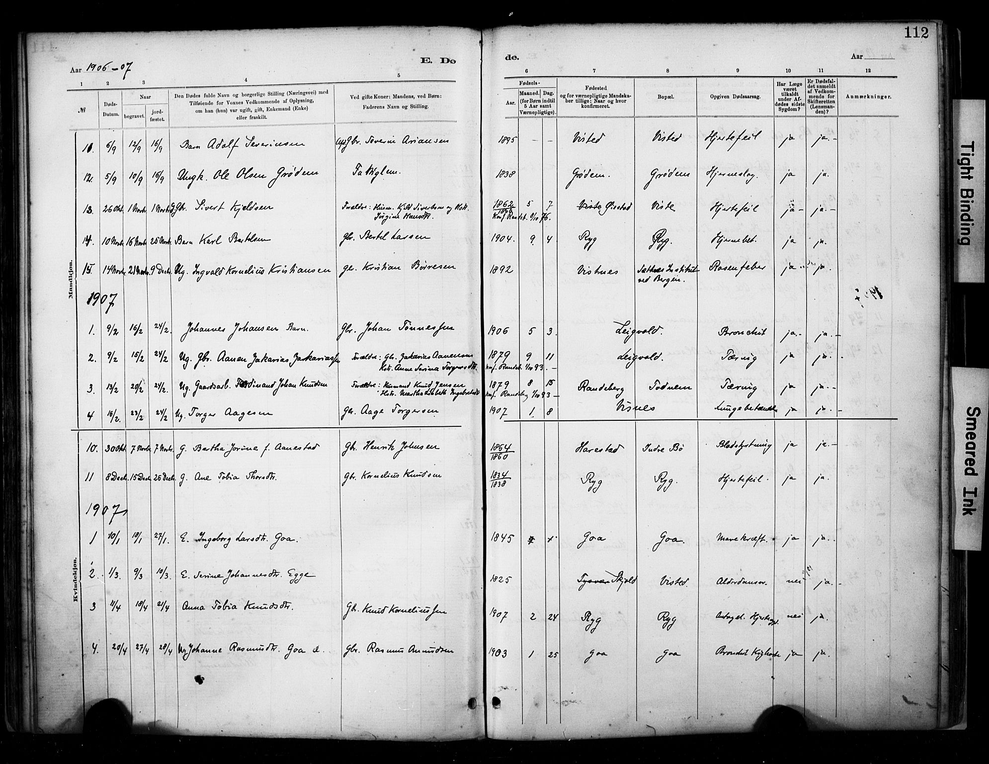 Hetland sokneprestkontor, SAST/A-101826/30/30BA/L0009: Parish register (official) no. A 9, 1882-1918, p. 112