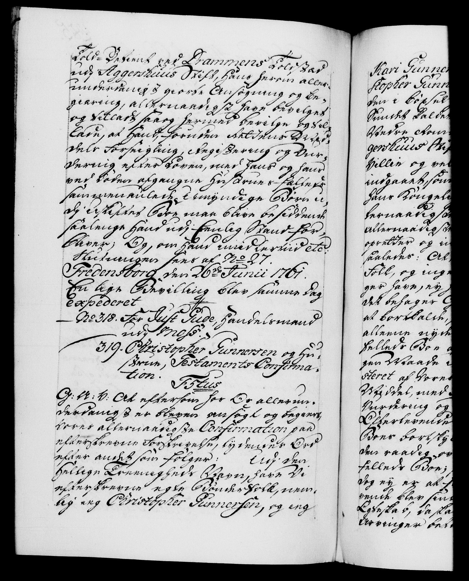 Danske Kanselli 1572-1799, AV/RA-EA-3023/F/Fc/Fca/Fcaa/L0041: Norske registre, 1760-1762, p. 485b