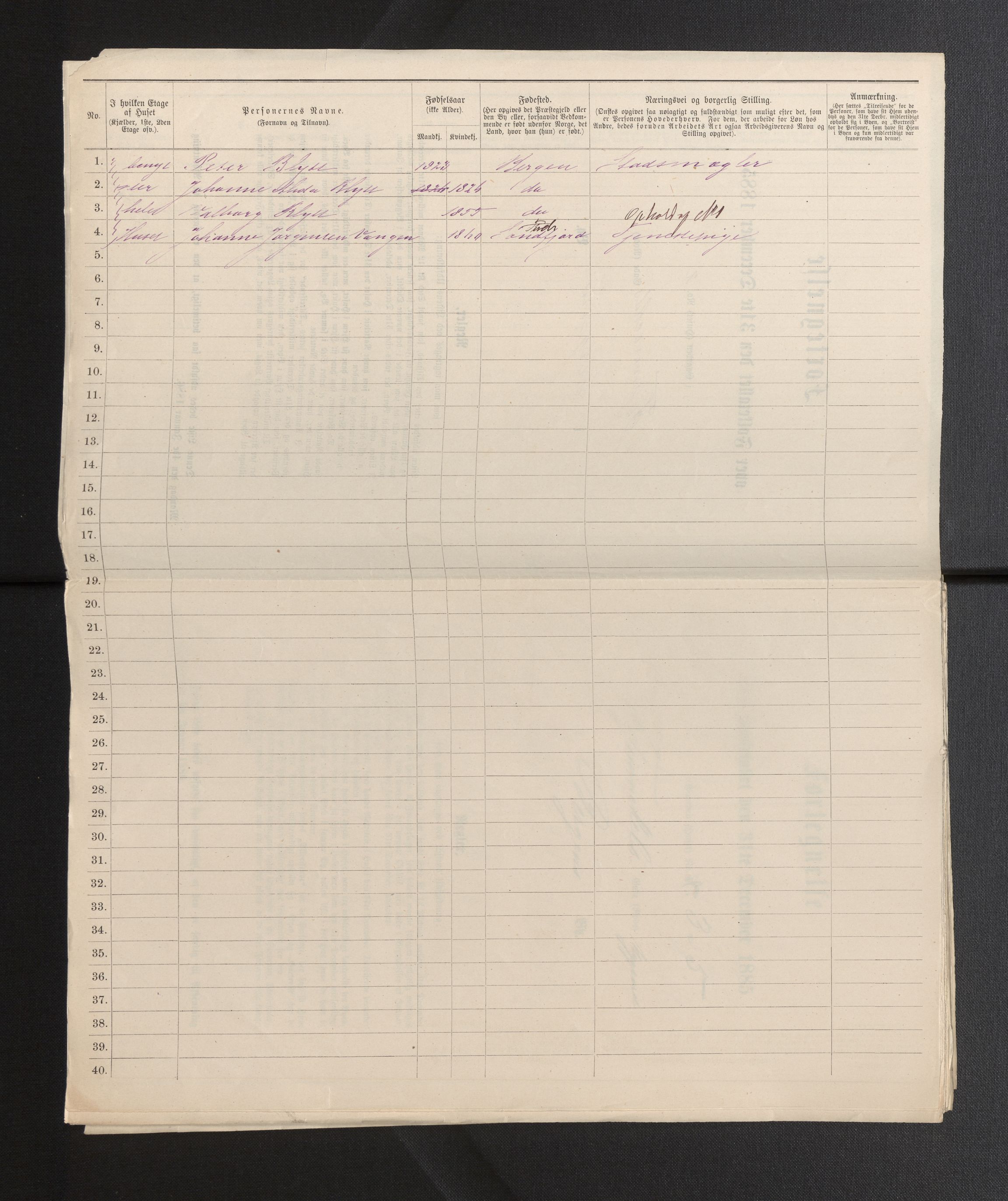 SAB, 1885 census for 1301 Bergen, 1885, p. 1412