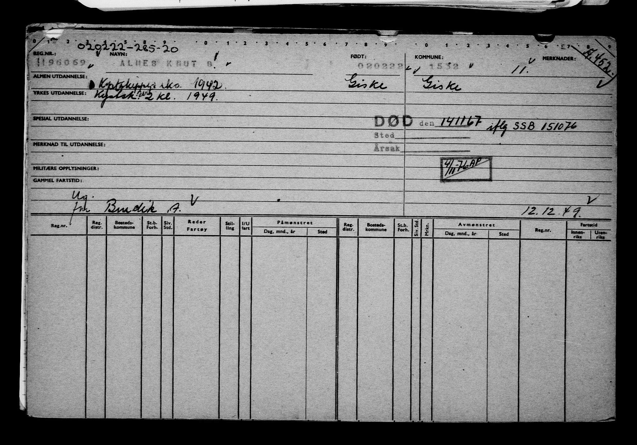 Direktoratet for sjømenn, AV/RA-S-3545/G/Gb/L0202: Hovedkort, 1922, p. 527