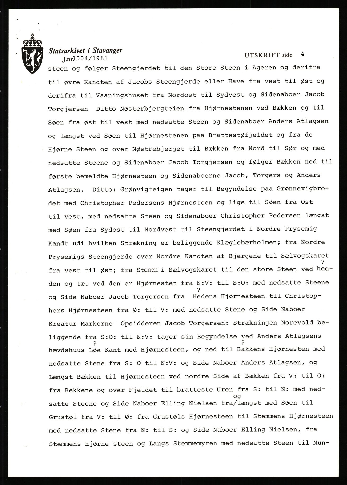 Statsarkivet i Stavanger, AV/SAST-A-101971/03/Y/Yj/L0073: Avskrifter sortert etter gårdsnavn: Sandstøl ytre - Selland, 1750-1930, p. 318