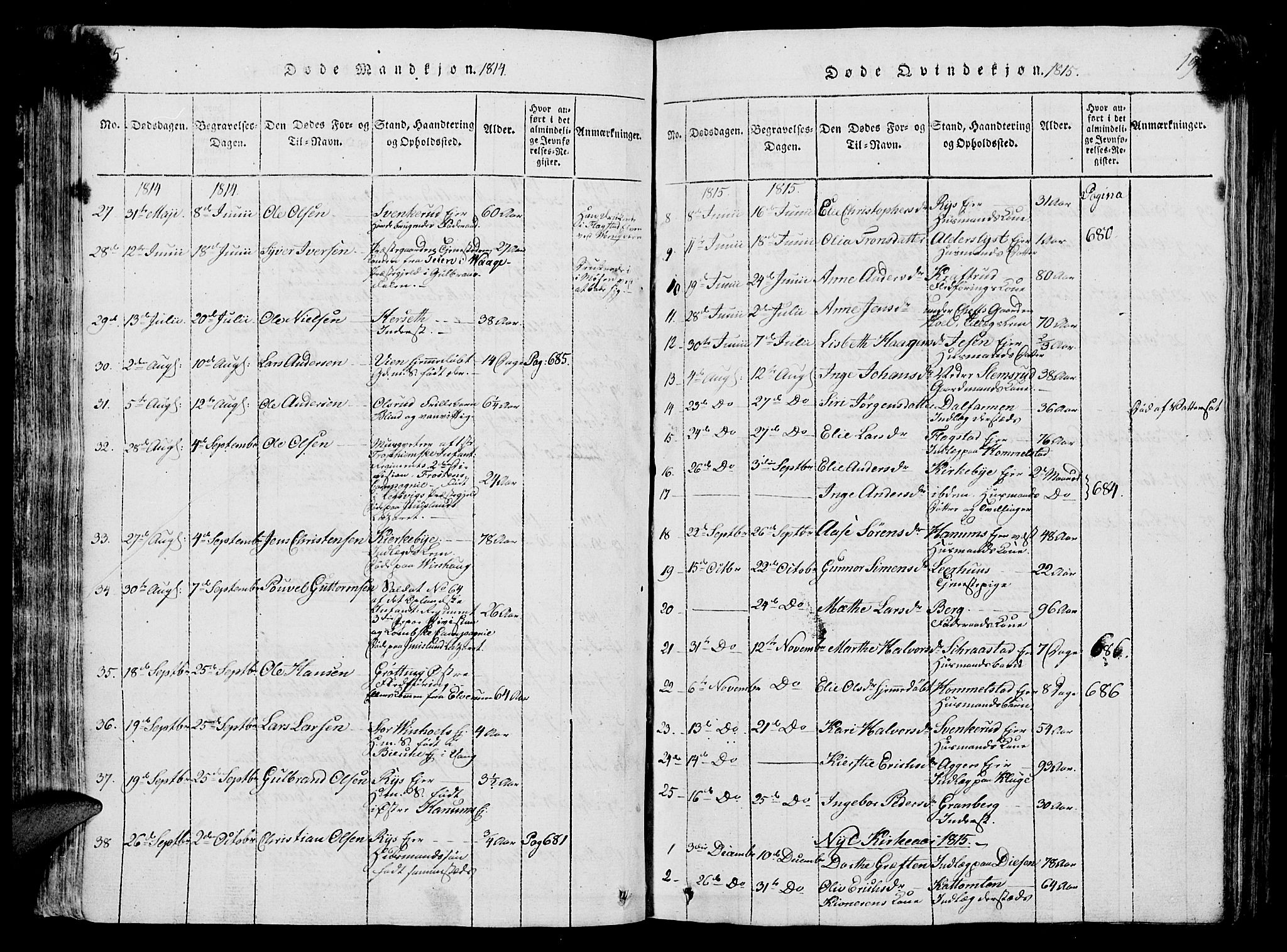 Vang prestekontor, Hedmark, AV/SAH-PREST-008/H/Ha/Hab/L0004: Parish register (copy) no. 4, 1813-1827, p. 195-196