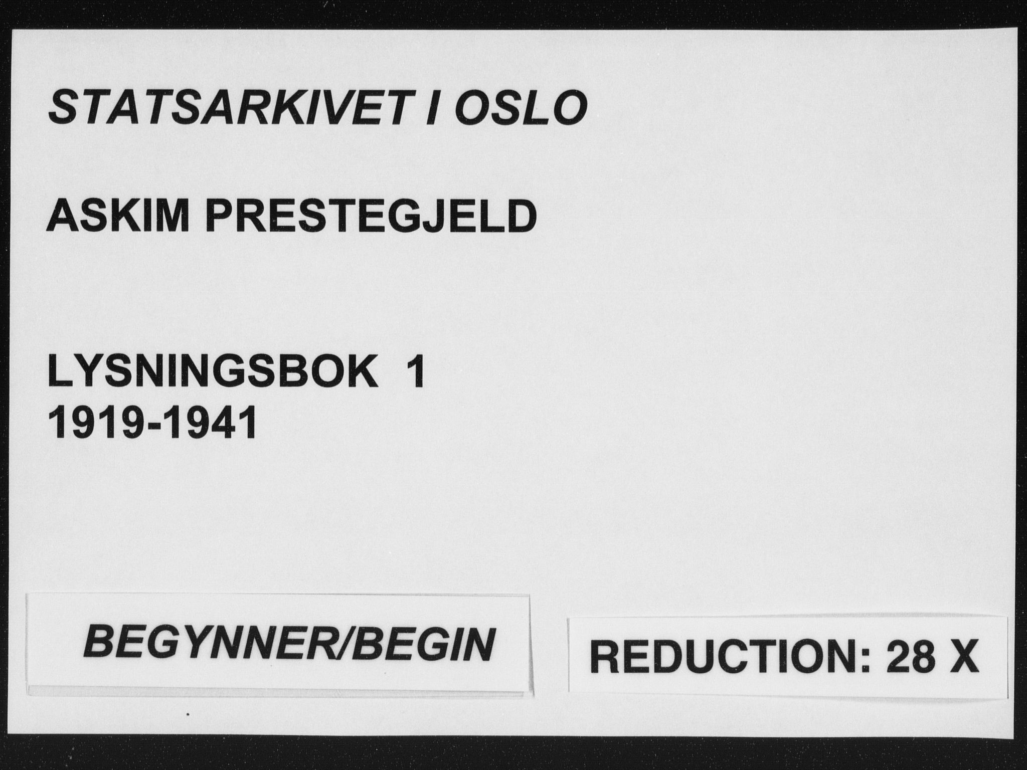 Askim prestekontor Kirkebøker, AV/SAO-A-10900/H/Ha/L0001: Banns register no. 1, 1919-1941