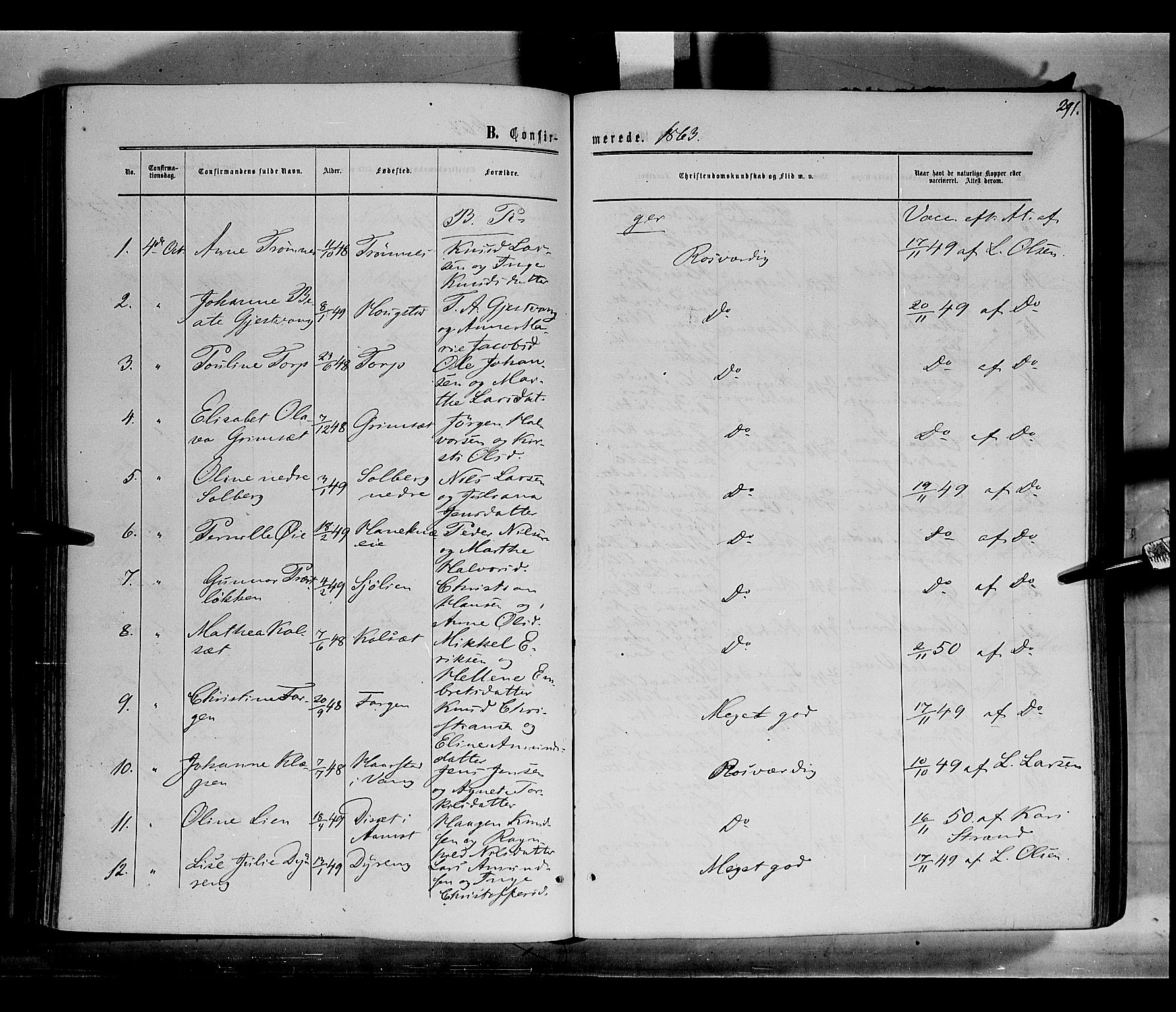 Løten prestekontor, AV/SAH-PREST-022/K/Ka/L0008: Parish register (official) no. 8, 1860-1877, p. 291