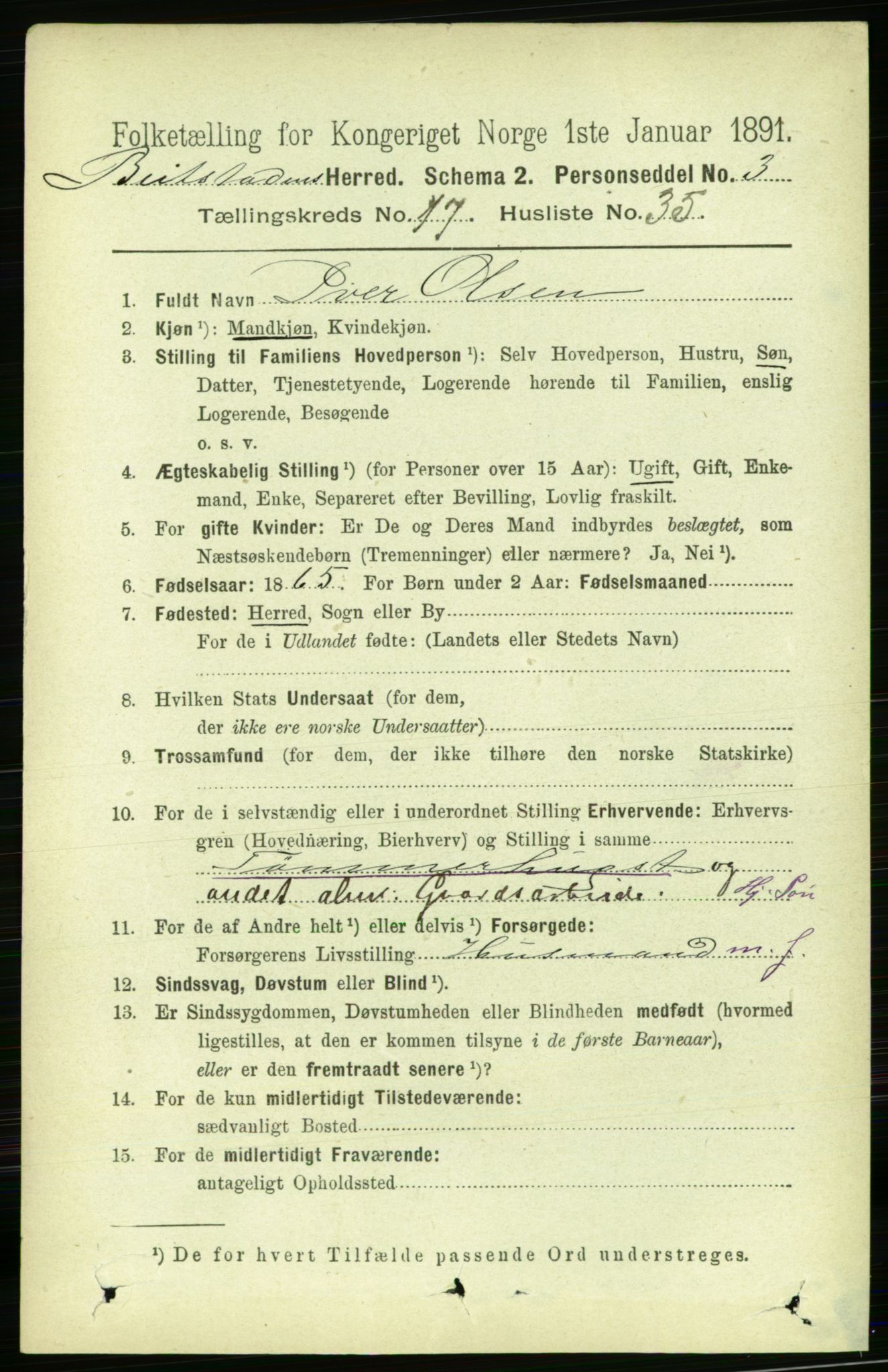 RA, 1891 census for 1727 Beitstad, 1891, p. 4586