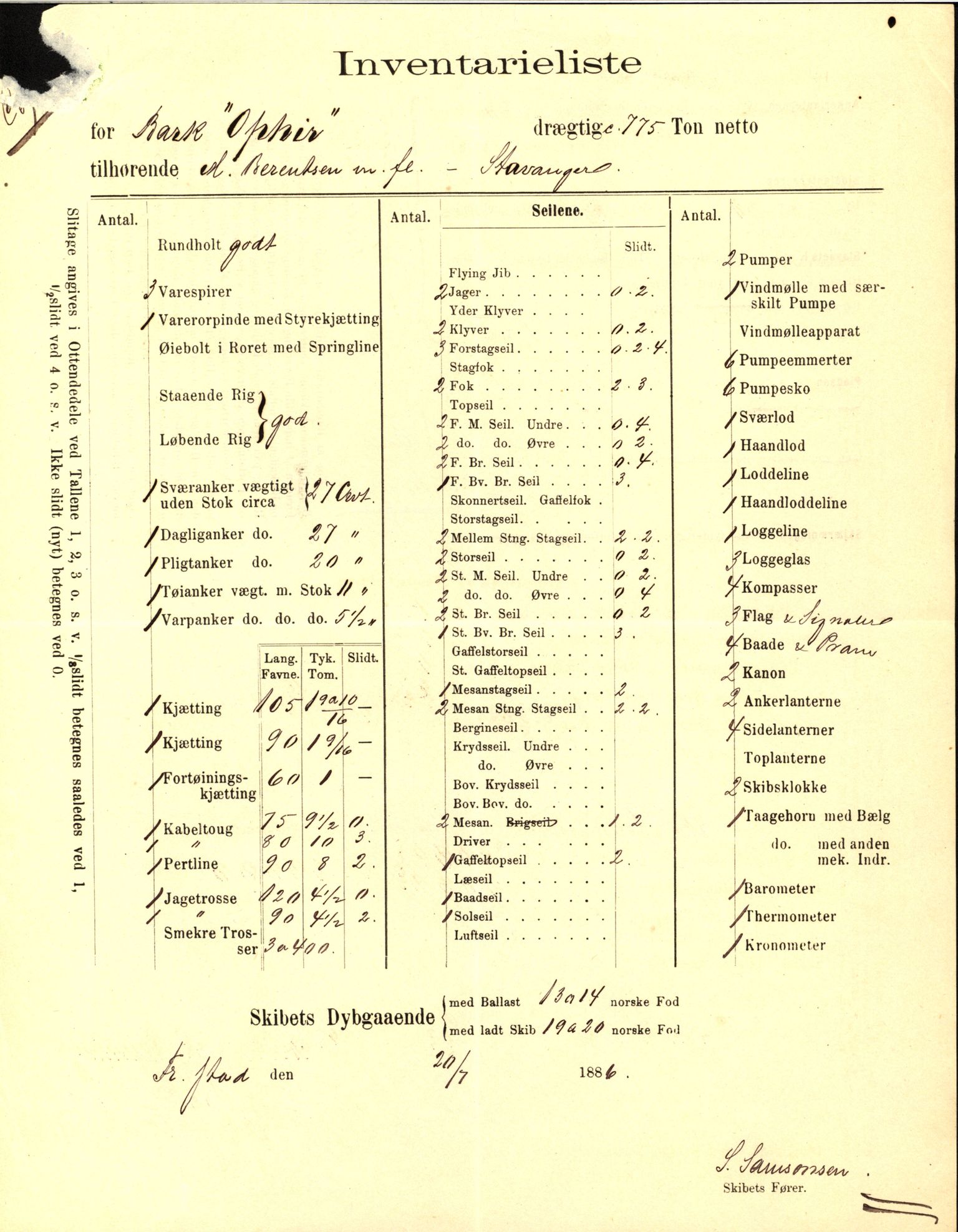 Pa 63 - Østlandske skibsassuranceforening, VEMU/A-1079/G/Ga/L0022/0006: Havaridokumenter / Nora, Ophir, 1888, p. 60