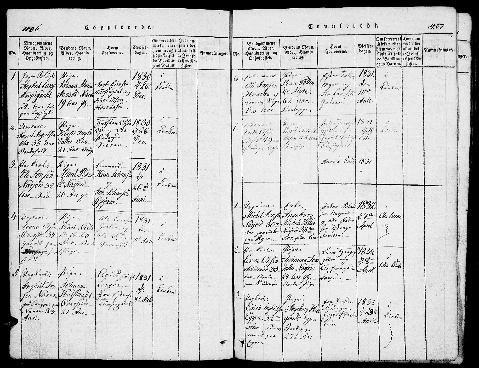 Tolga prestekontor, AV/SAH-PREST-062/L/L0002: Parish register (copy) no. 2, 1815-1844, p. 406-407