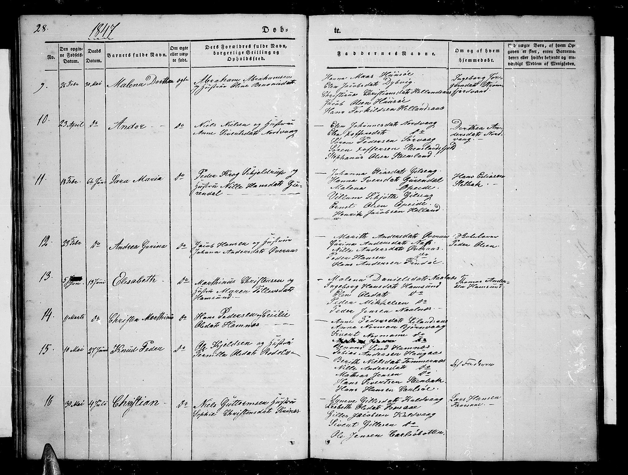 Ministerialprotokoller, klokkerbøker og fødselsregistre - Nordland, AV/SAT-A-1459/859/L0856: Parish register (copy) no. 859C02, 1843-1854, p. 28