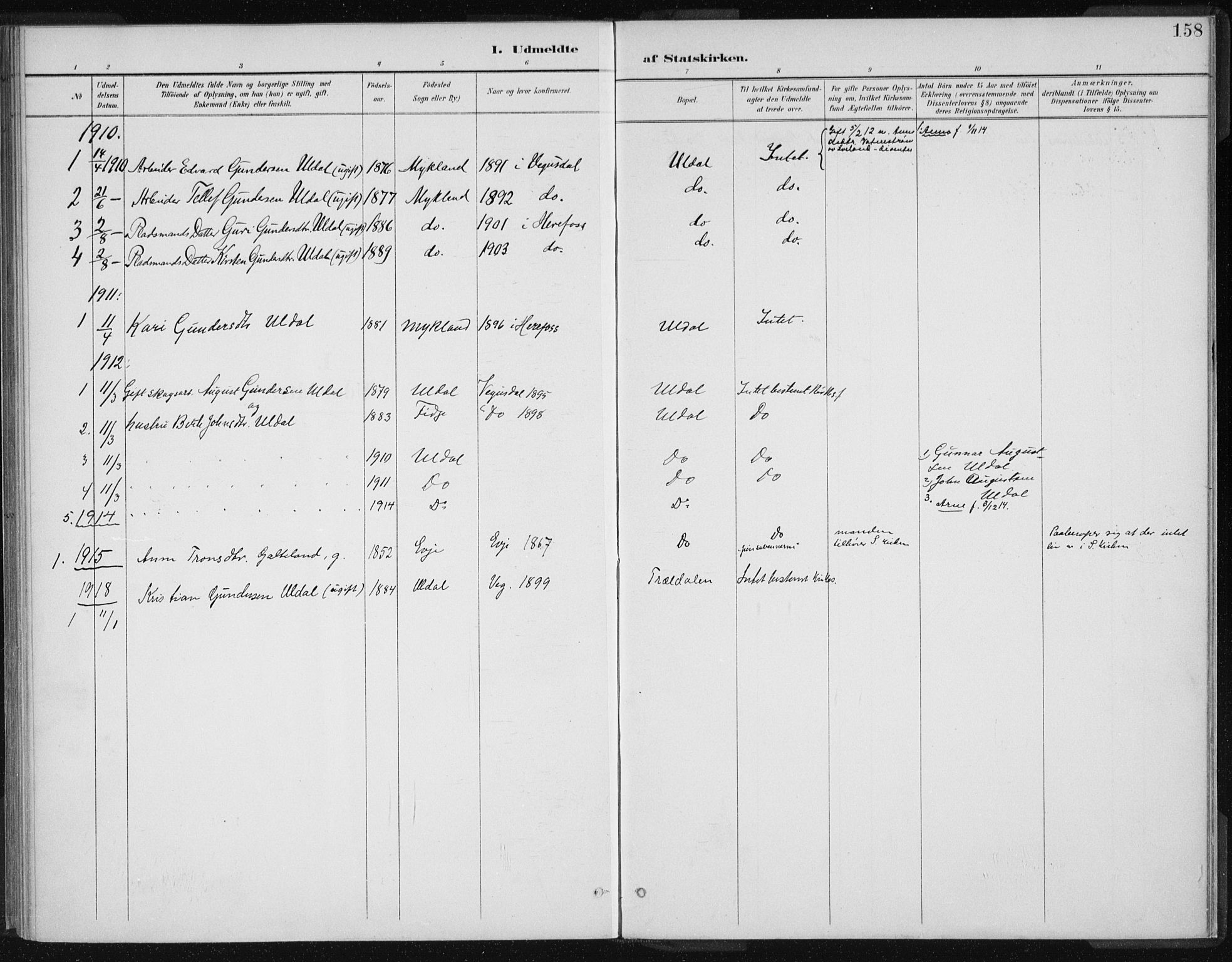 Herefoss sokneprestkontor, AV/SAK-1111-0019/F/Fa/Fac/L0002: Parish register (official) no. A 2, 1887-1915, p. 158