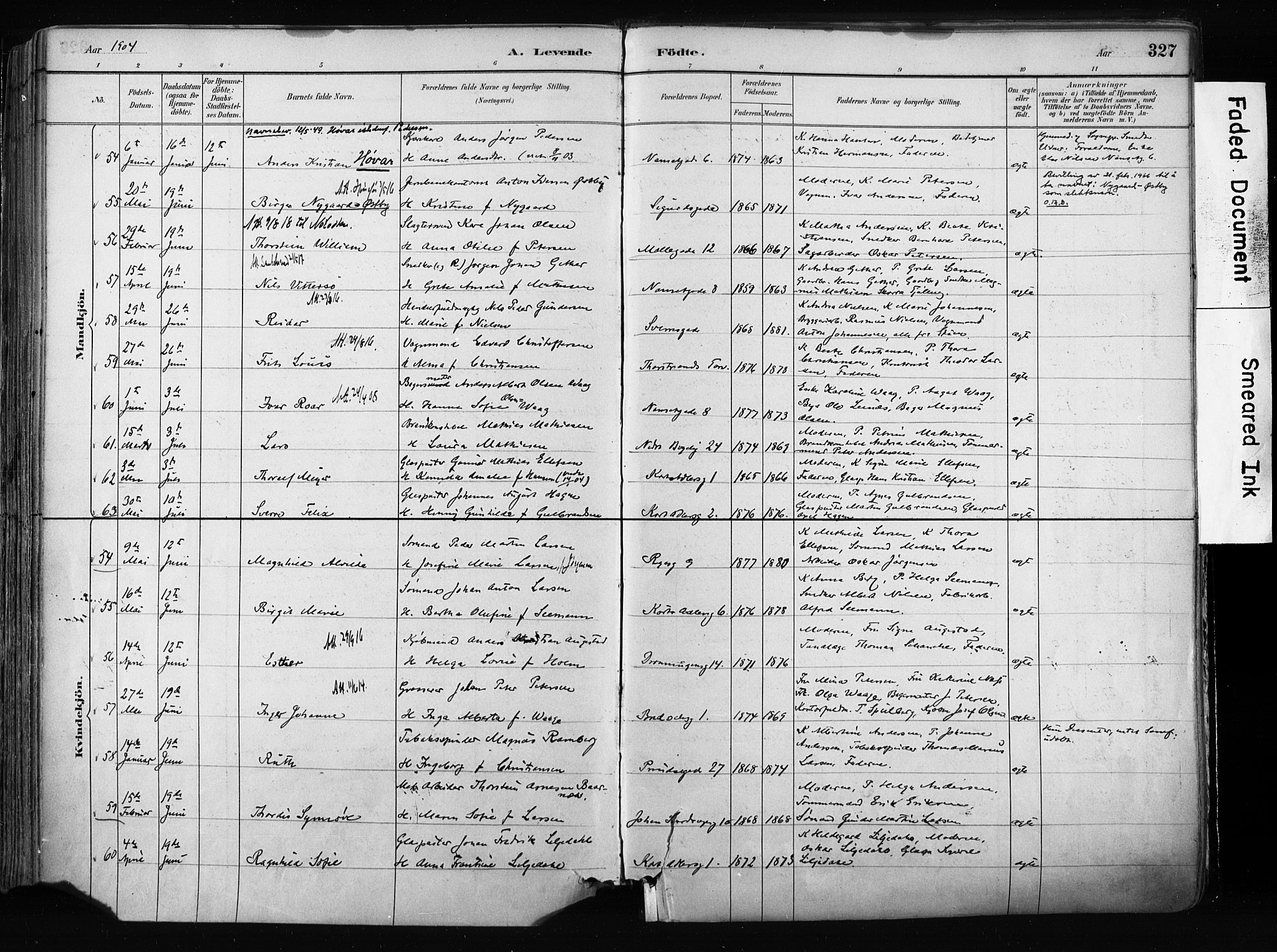 Larvik kirkebøker, AV/SAKO-A-352/F/Fa/L0009: Parish register (official) no. I 9, 1884-1904, p. 327