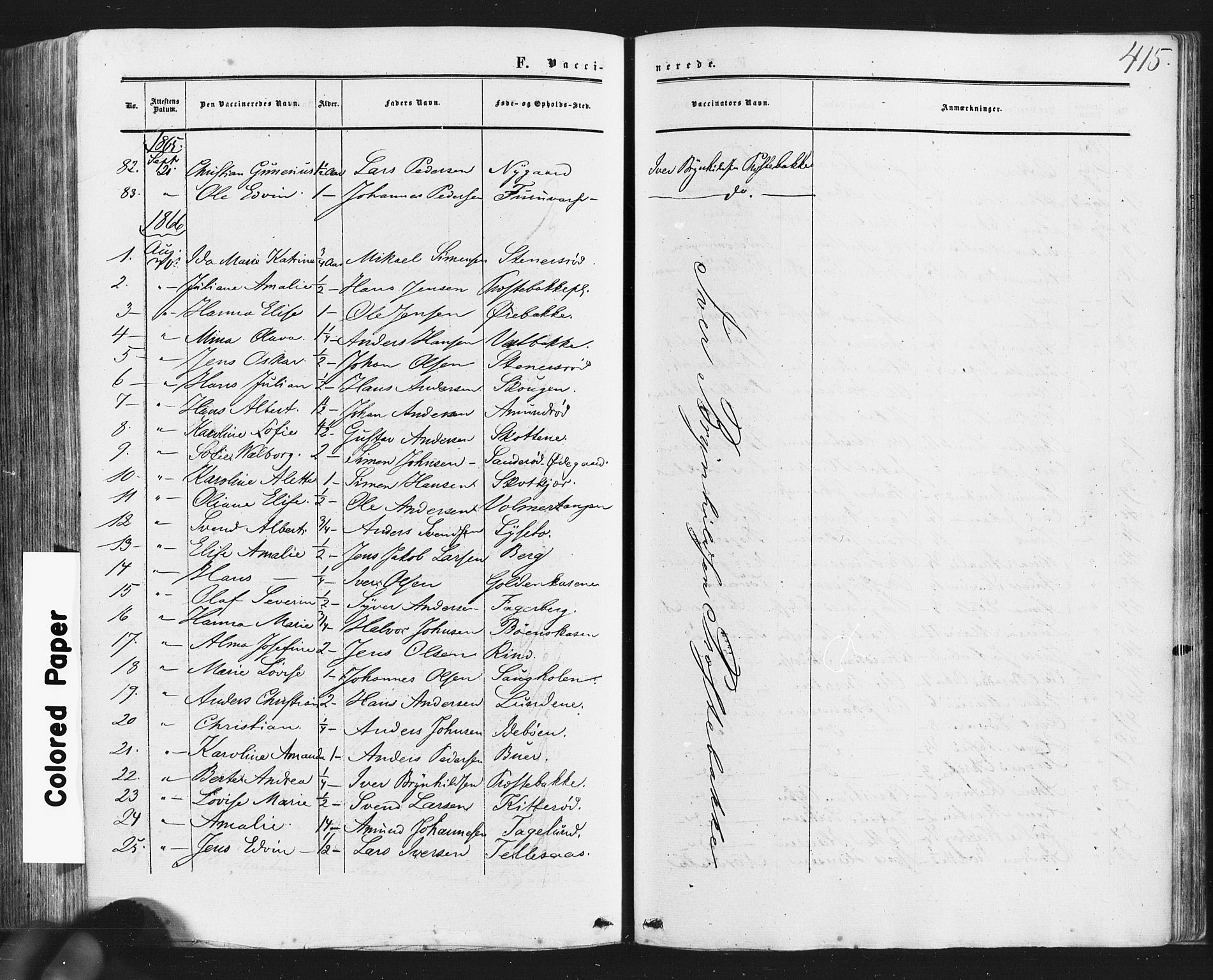 Idd prestekontor Kirkebøker, SAO/A-10911/F/Fc/L0005: Parish register (official) no. III 5, 1861-1877, p. 415