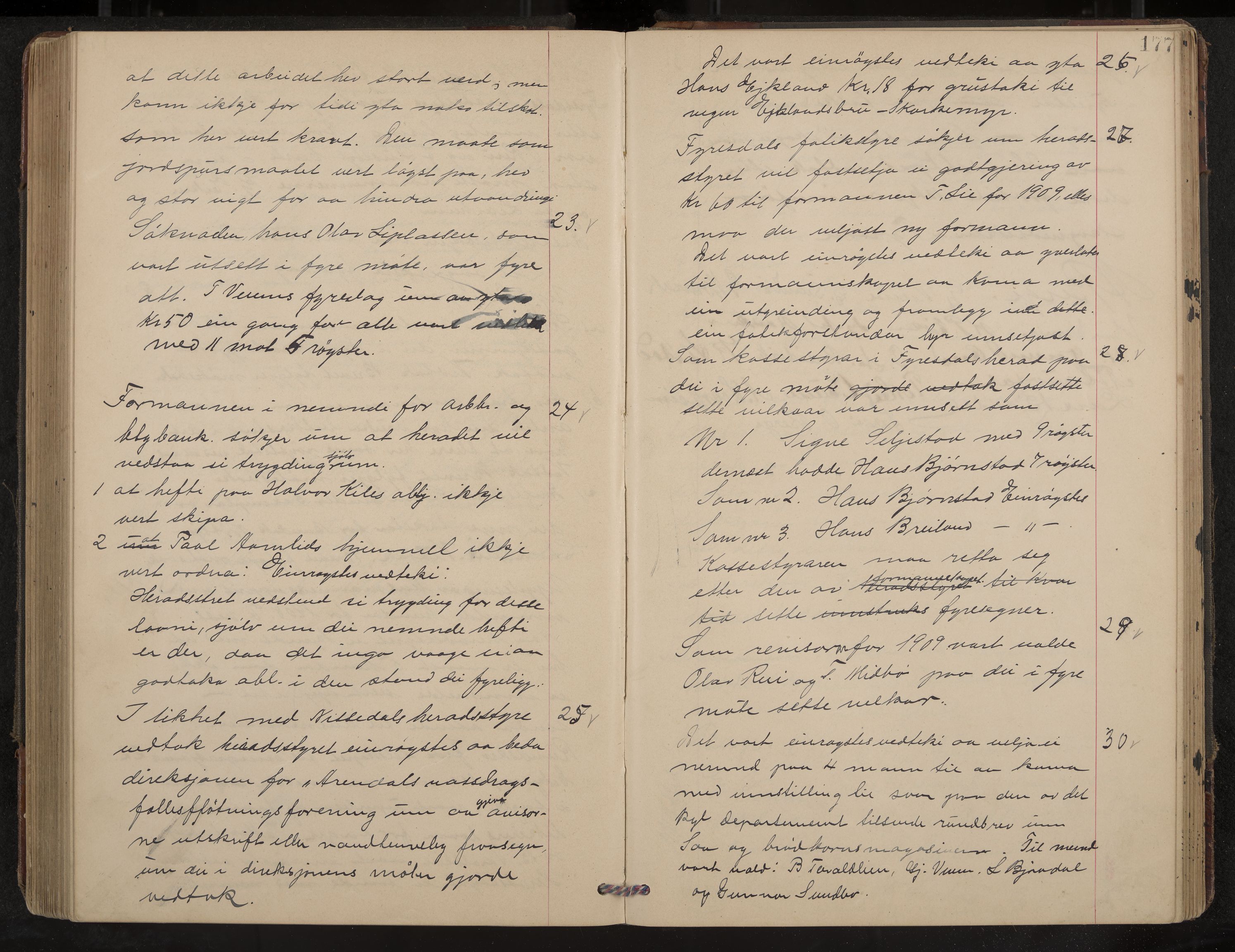 Fyresdal formannskap og sentraladministrasjon, IKAK/0831021-1/Aa/L0004: Møtebok, 1903-1911, p. 177