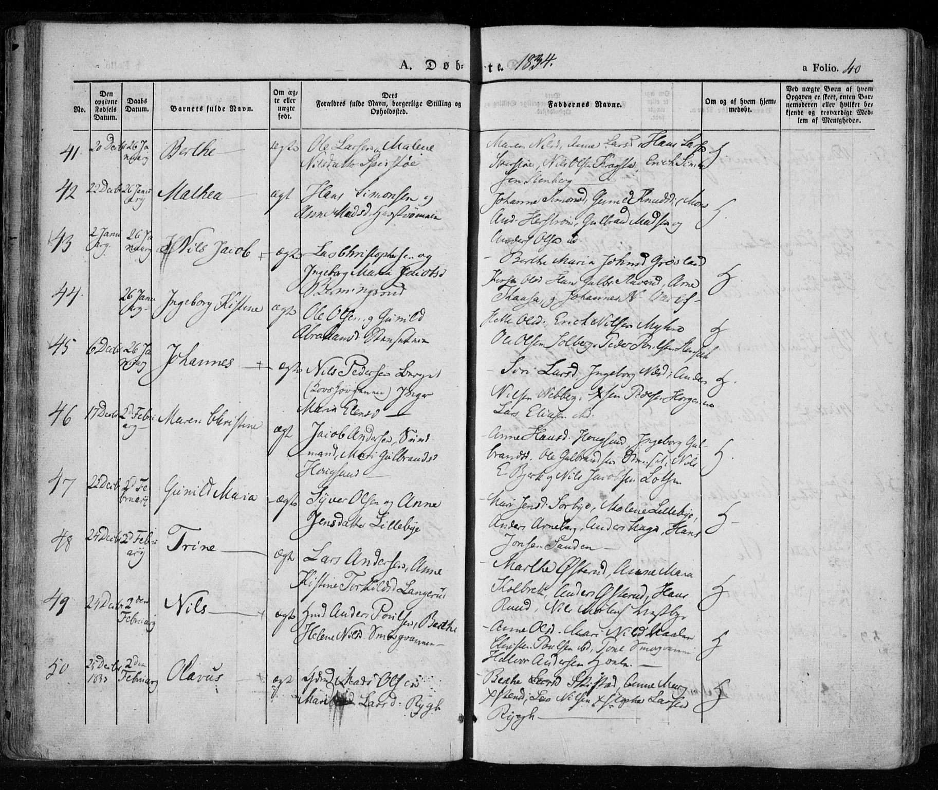 Eiker kirkebøker, AV/SAKO-A-4/F/Fa/L0013a: Parish register (official) no. I 13A, 1832-1845, p. 40